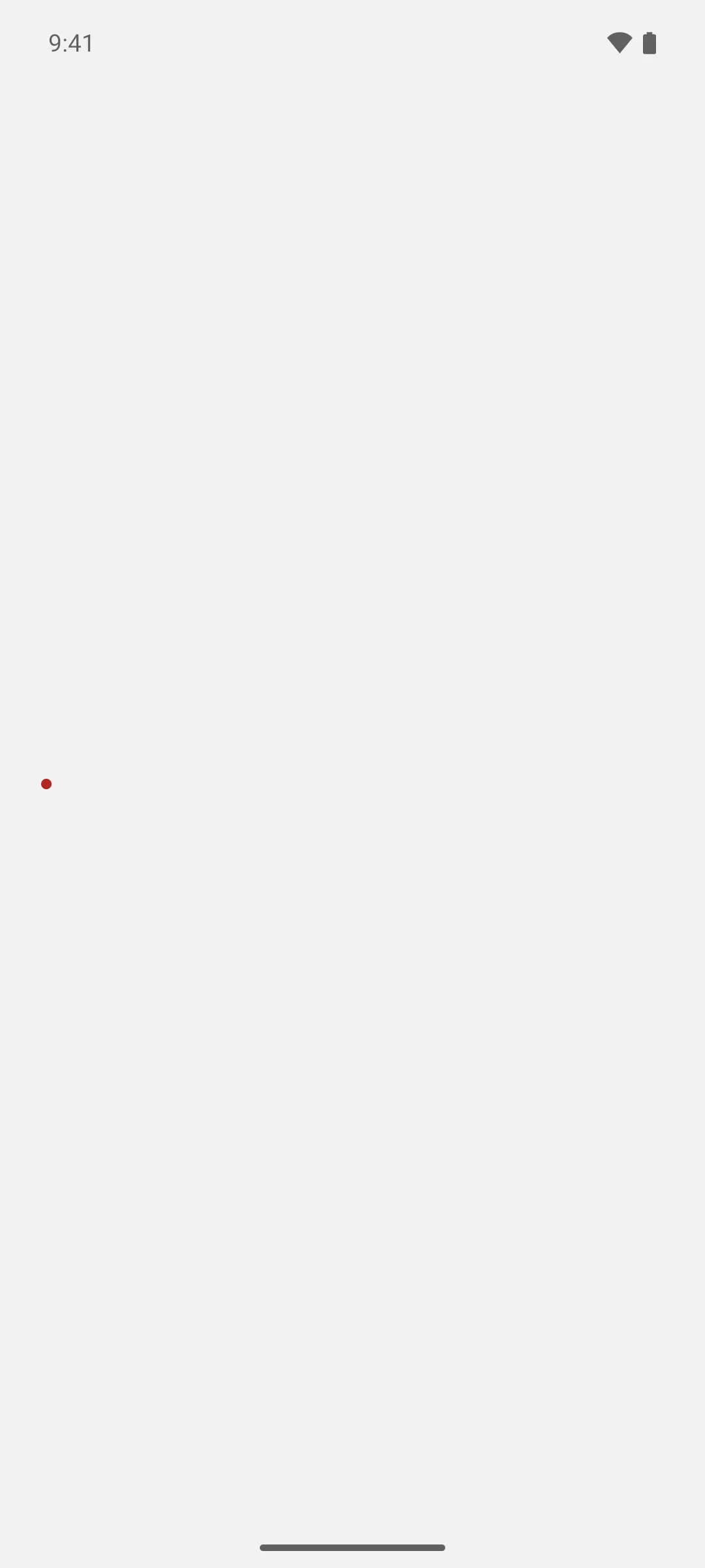 A small red Material 3 badge dot on an otherwise empty screen