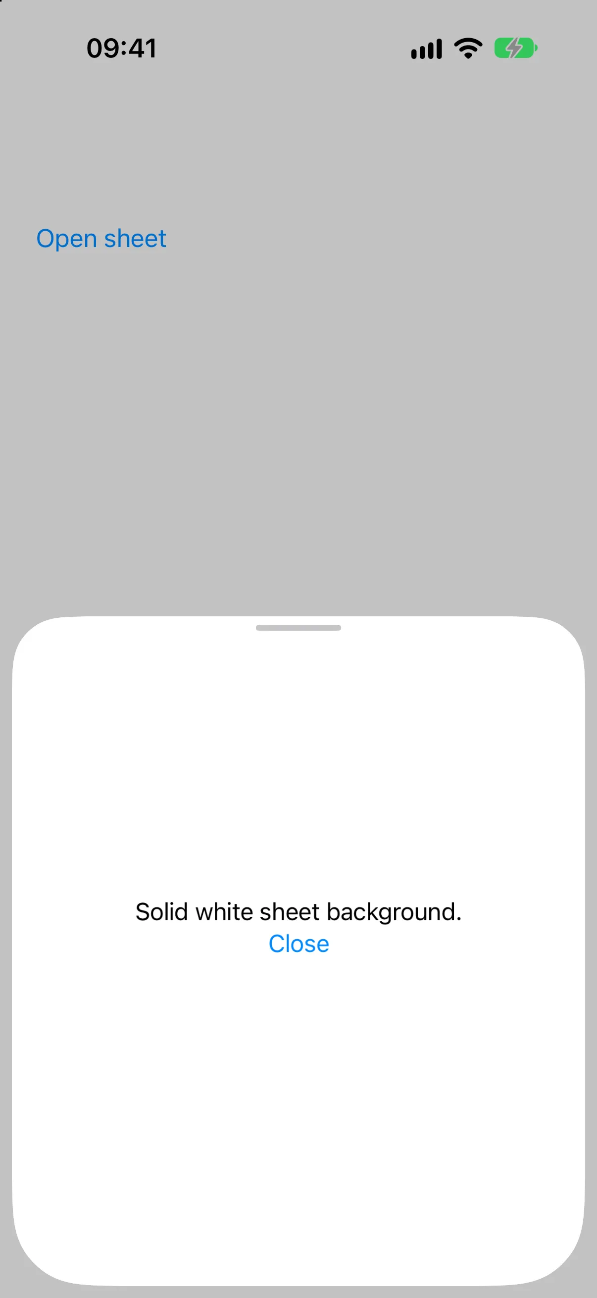 A bottom sheet with a solid white background at the medium detent