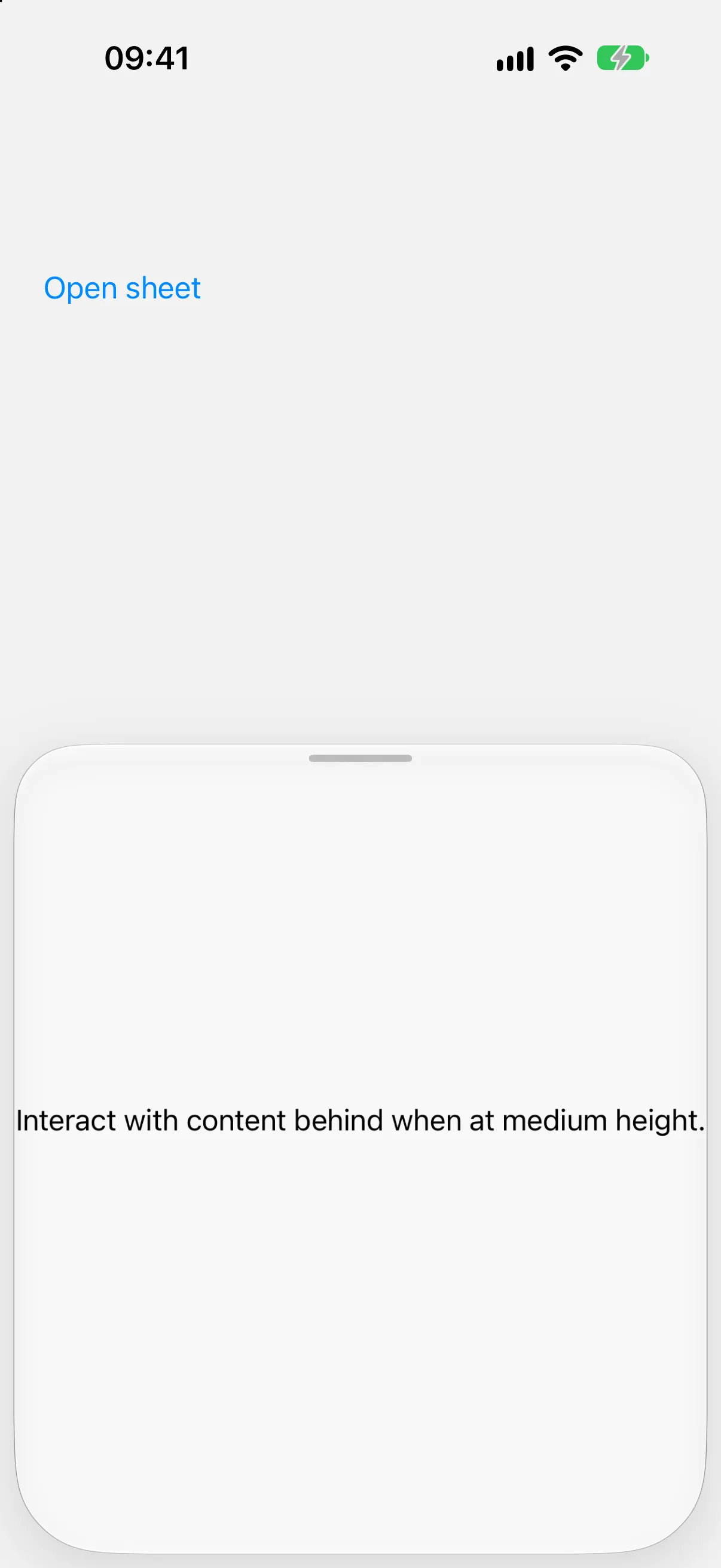 A bottom sheet at the medium detent over an undimmed background