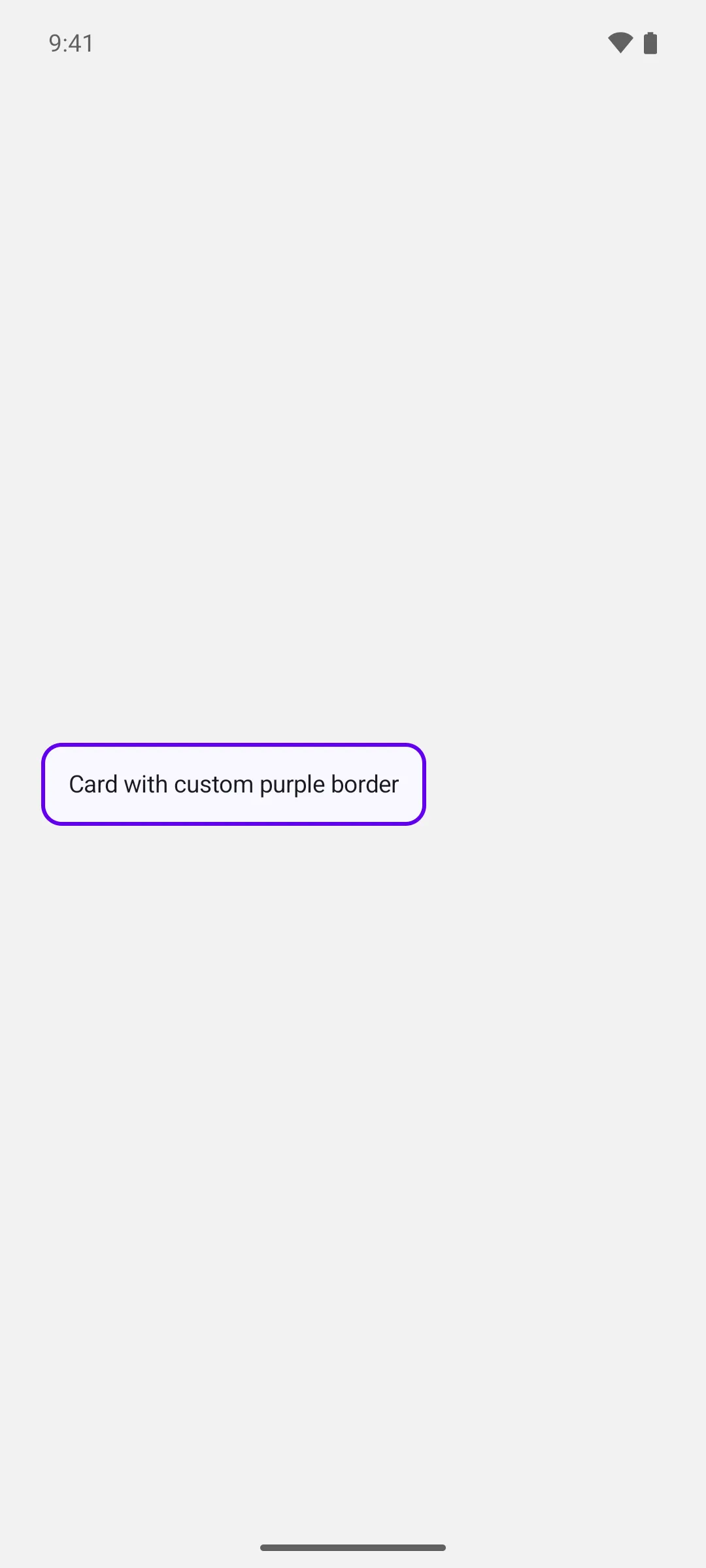 An outlined card with a 2dp purple border