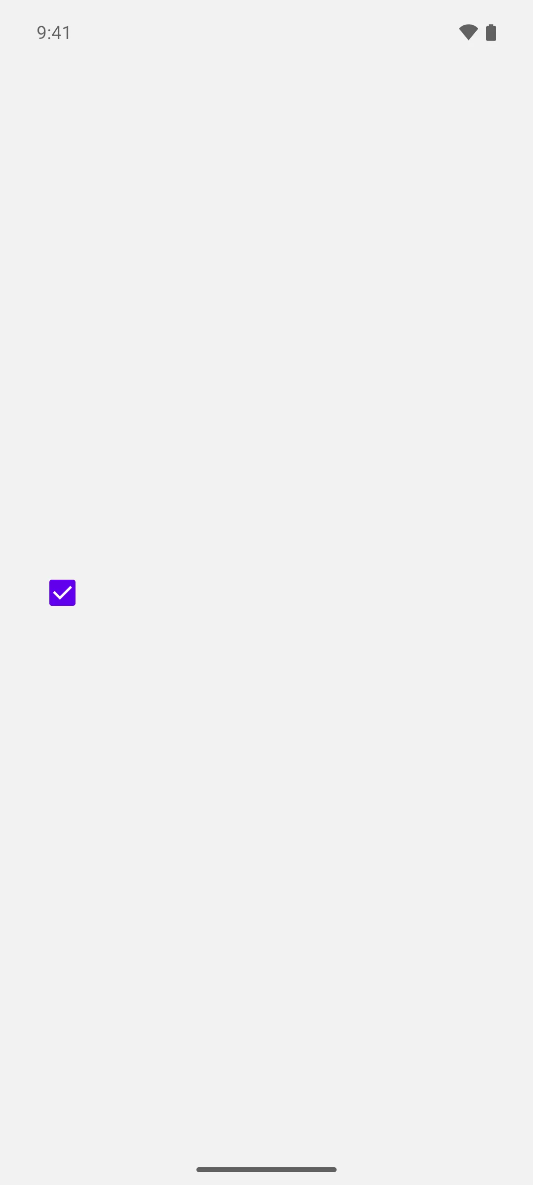 A checked checkbox filled purple with a white checkmark
