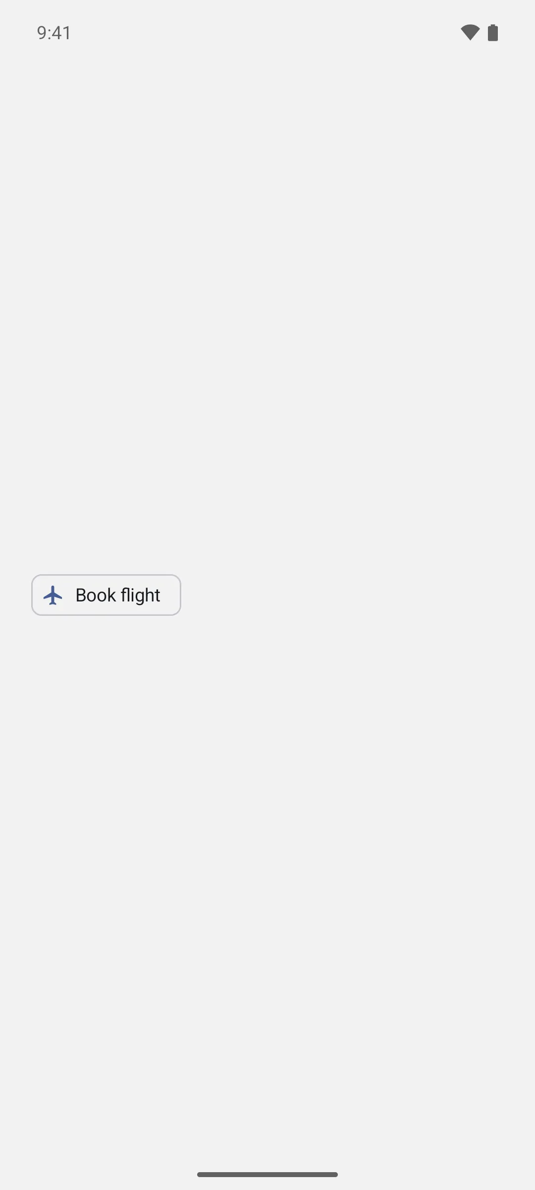 An outlined assist chip with an airplane icon and the label Book flight