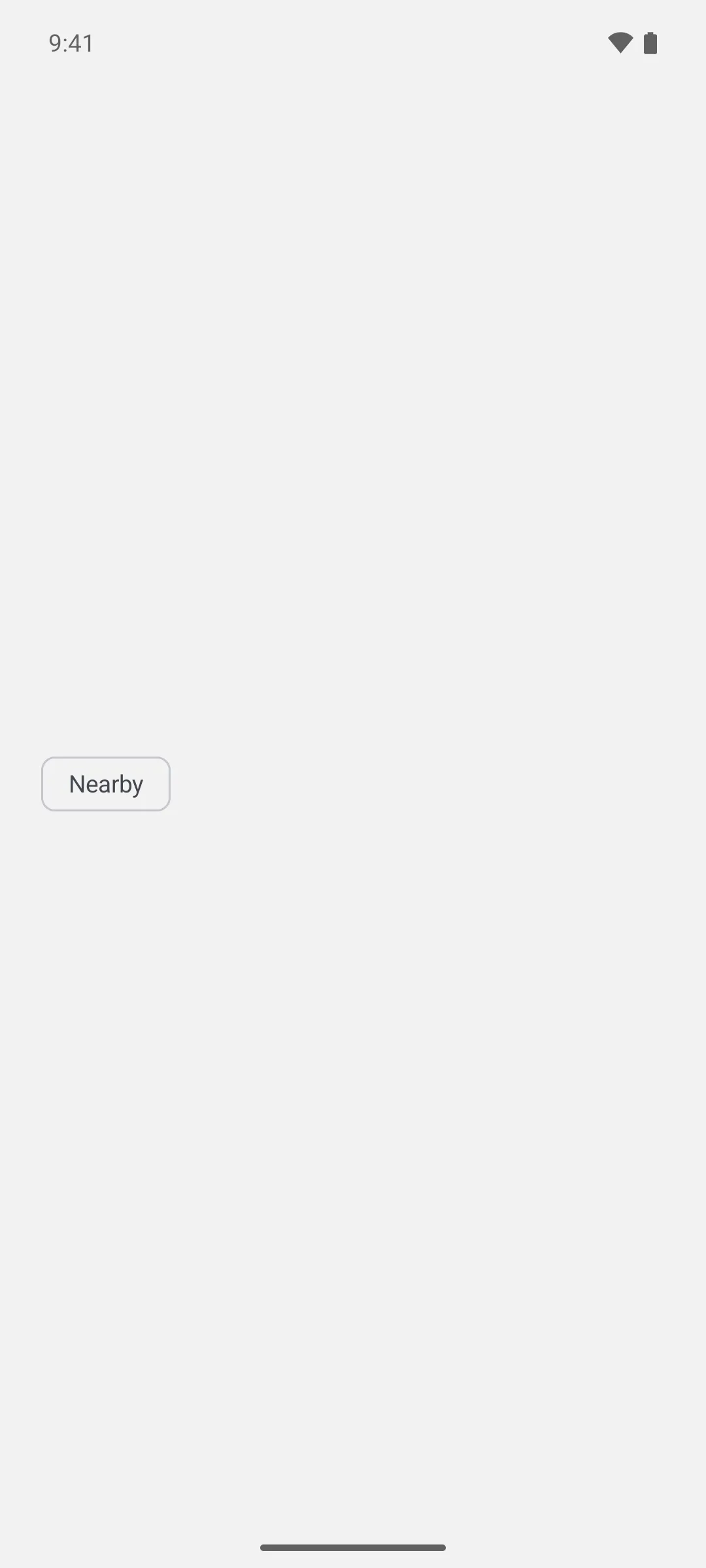 An outlined suggestion chip labeled Nearby