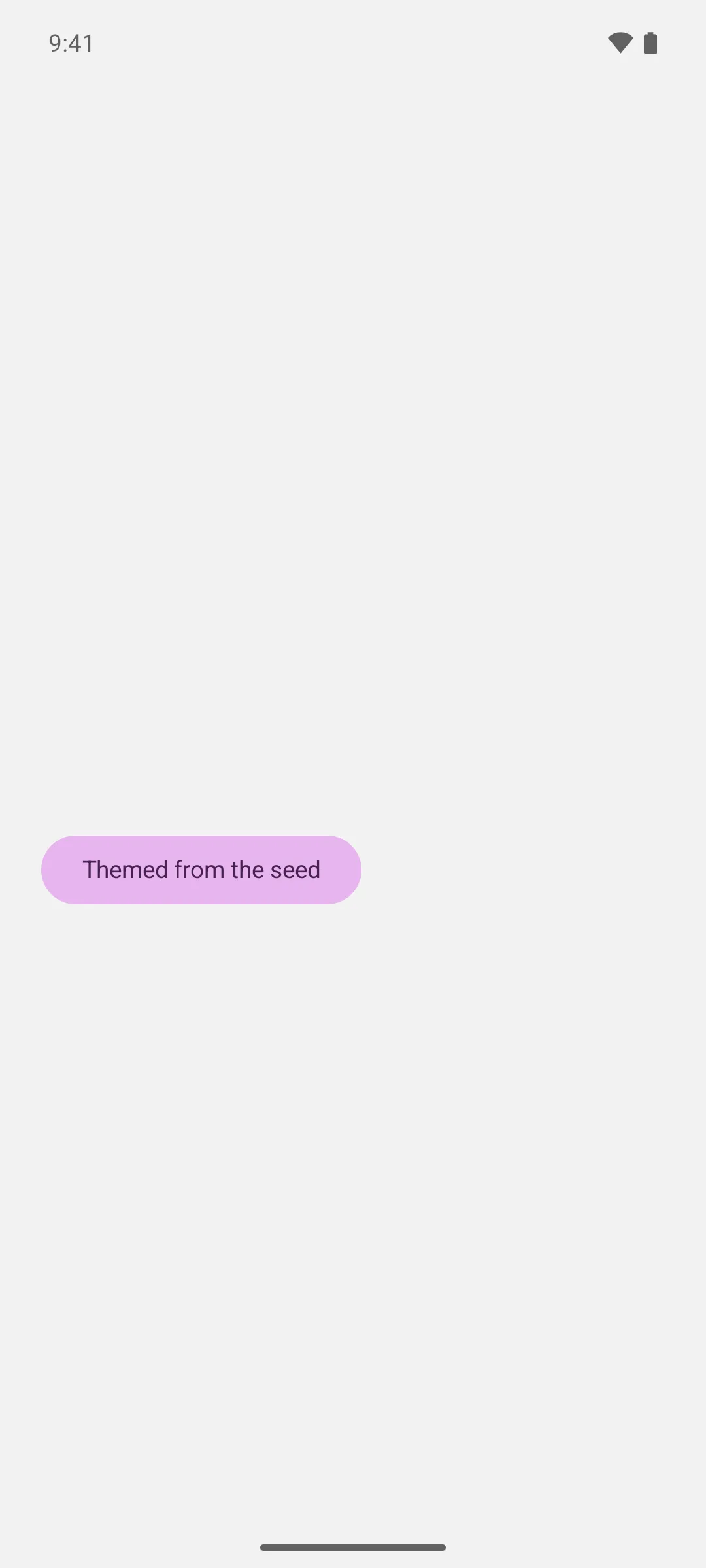 A button in a light purple container with dark purple text, themed from the seed color