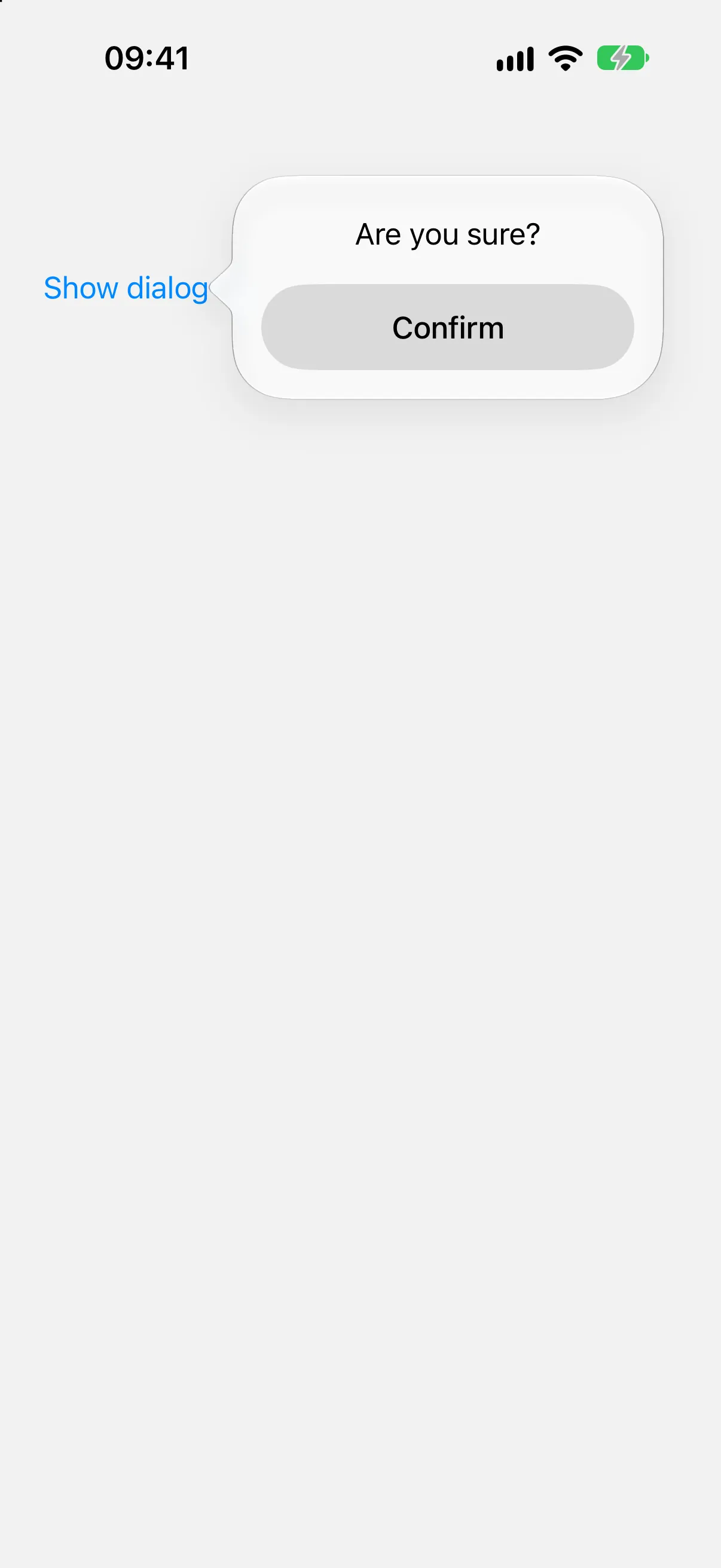A dialog anchored under the trigger, titled Are you sure? with a Confirm button