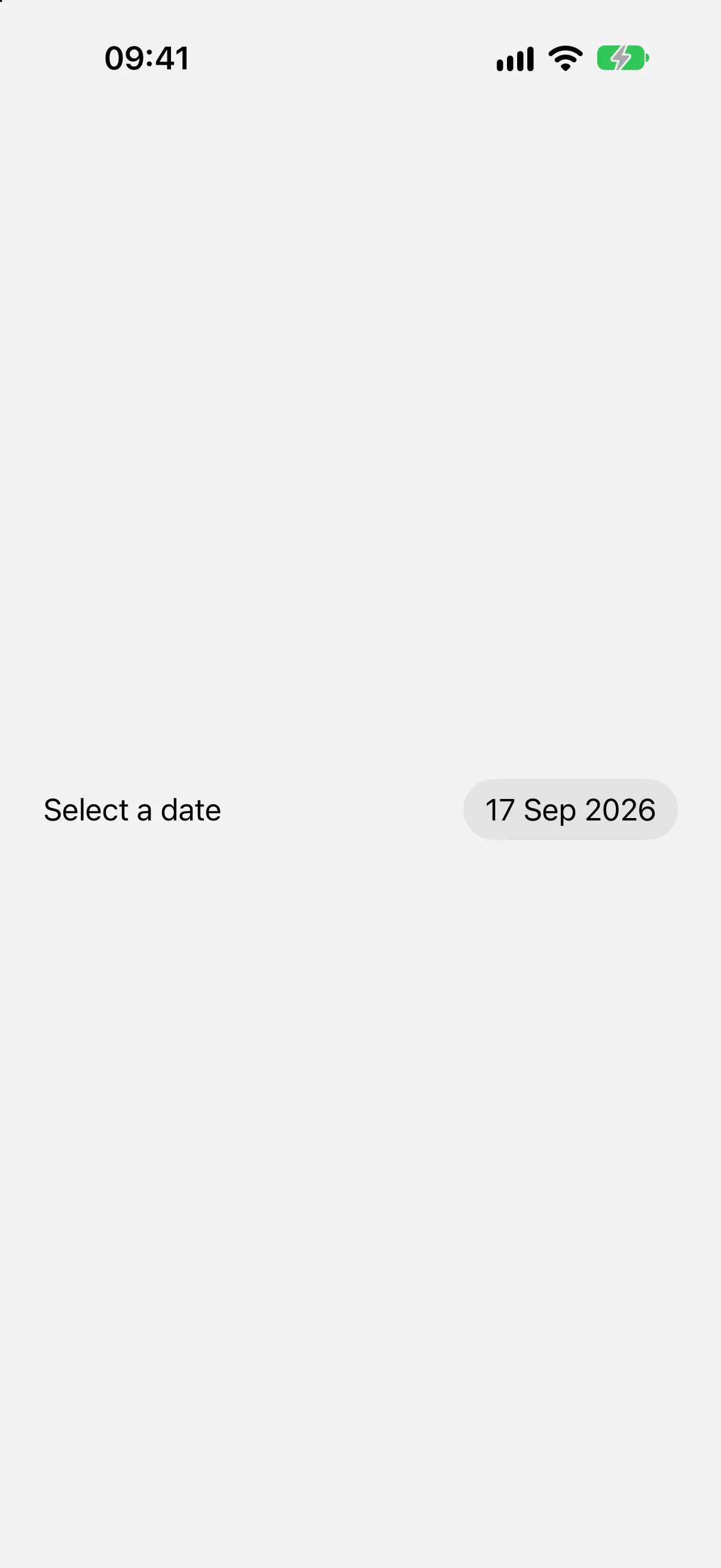 A Select a date row with the current date in a compact button