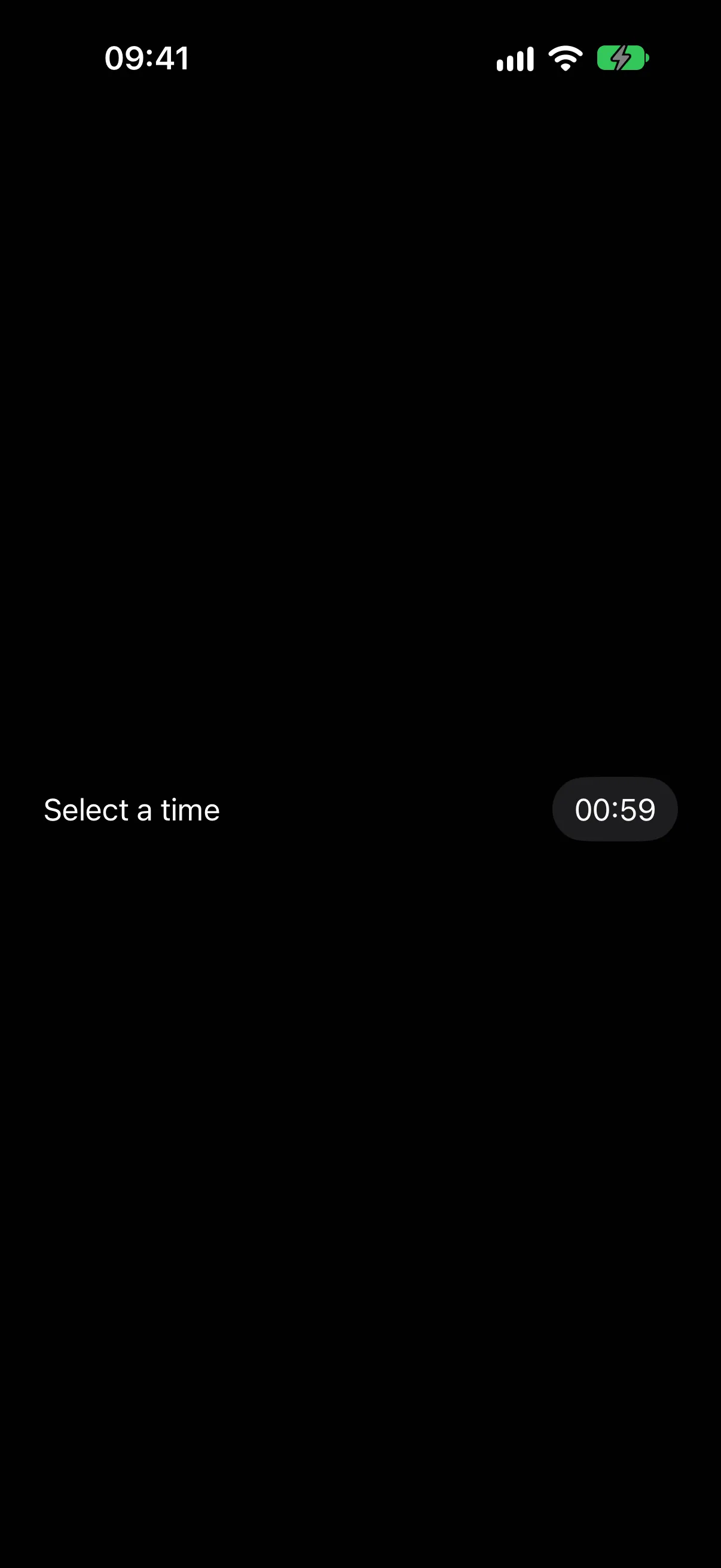 A Select a time row with the current time in a compact button