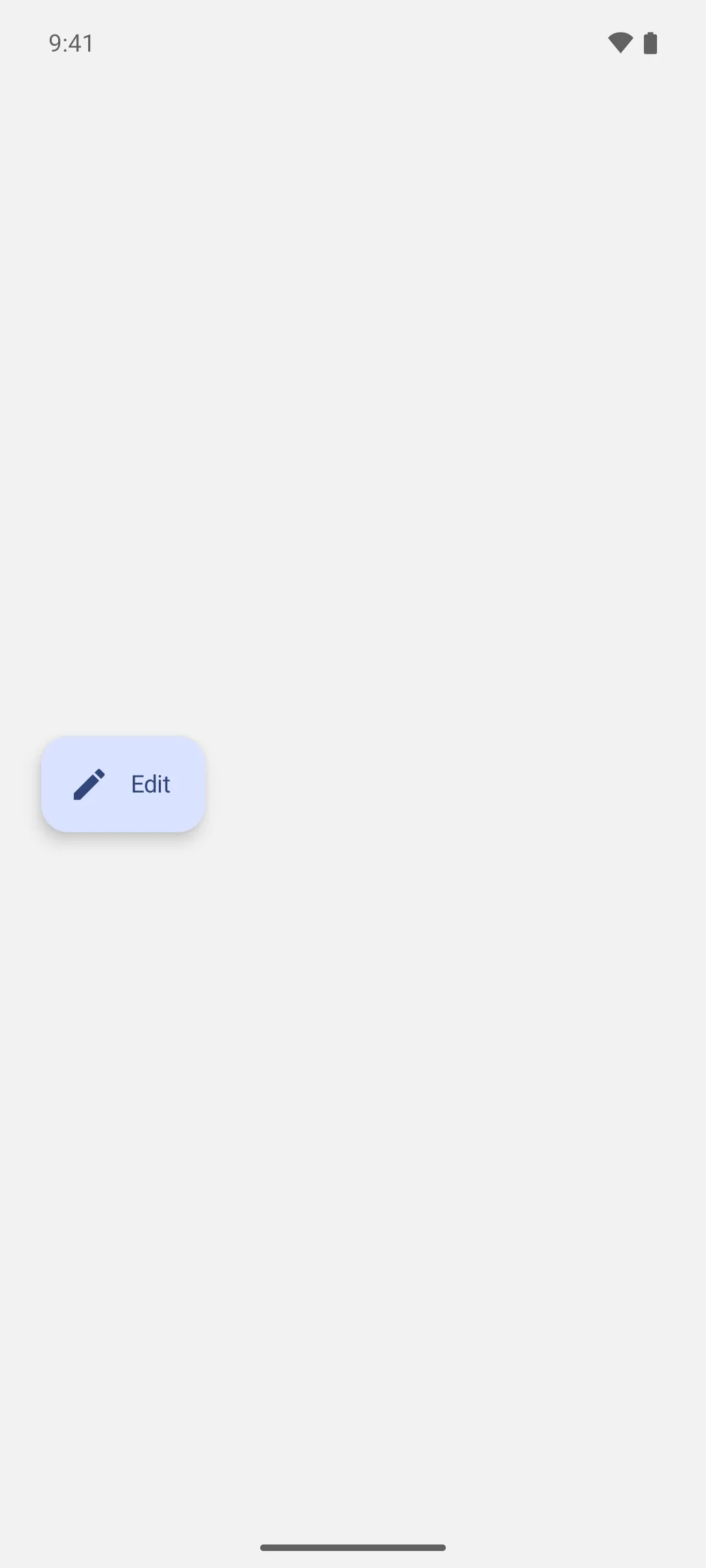 An extended floating action button with a pencil icon and the label Edit