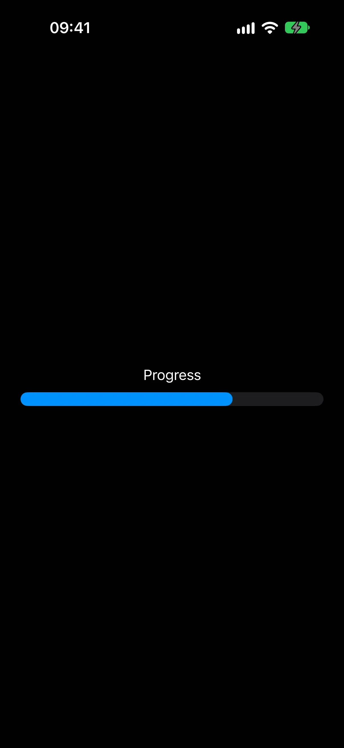A gauge with a Progress label rendered on iOS