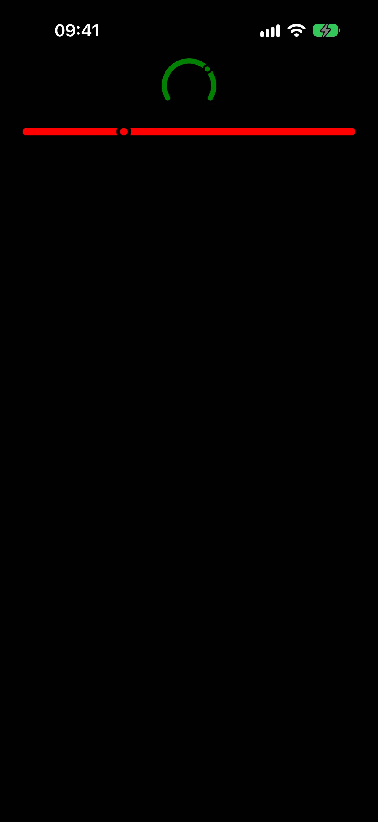 A green circular gauge and a red linear gauge rendered on iOS