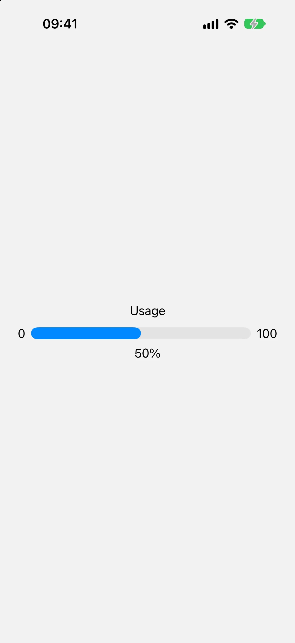 A gauge with current, minimum, and maximum value labels rendered on iOS