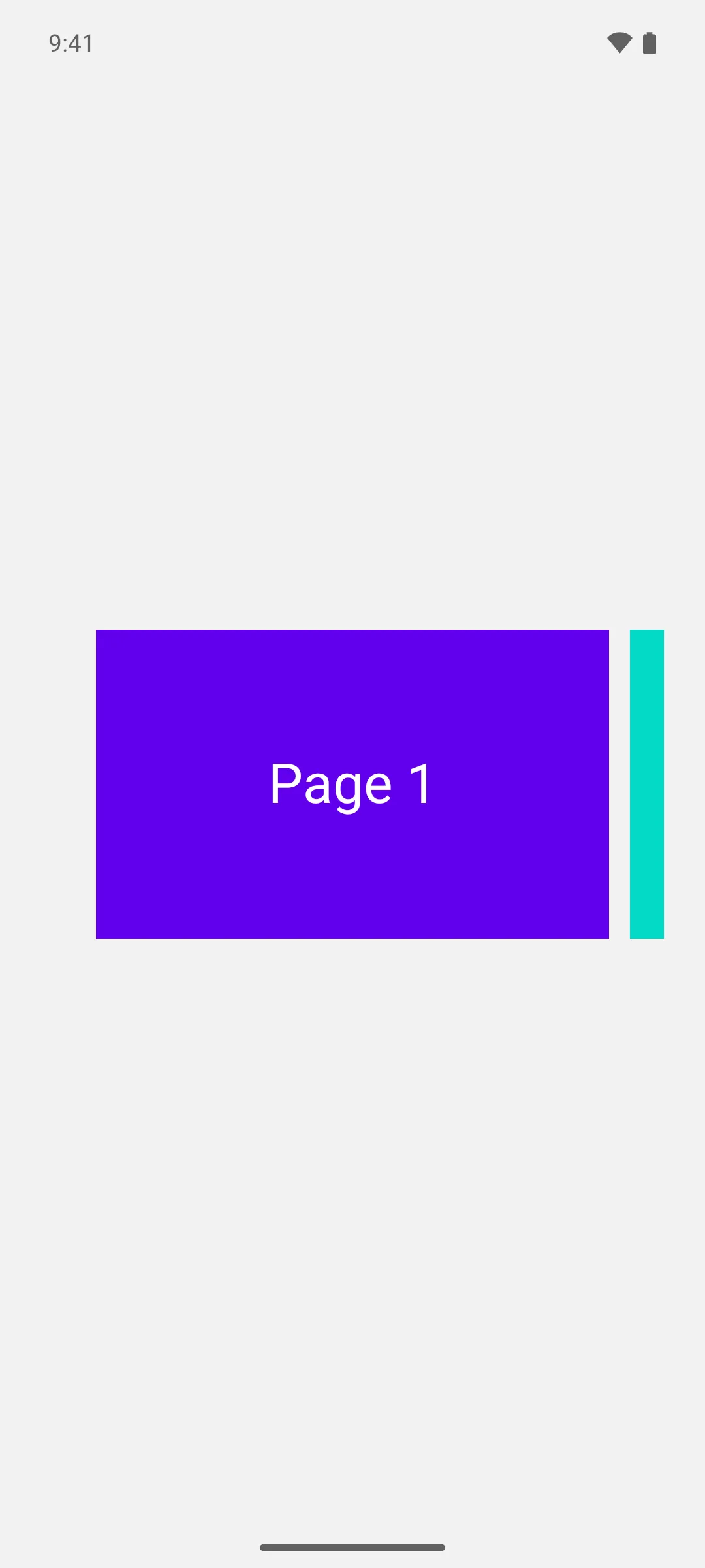 A pager page inset from the screen edges with the next page peeking on the right