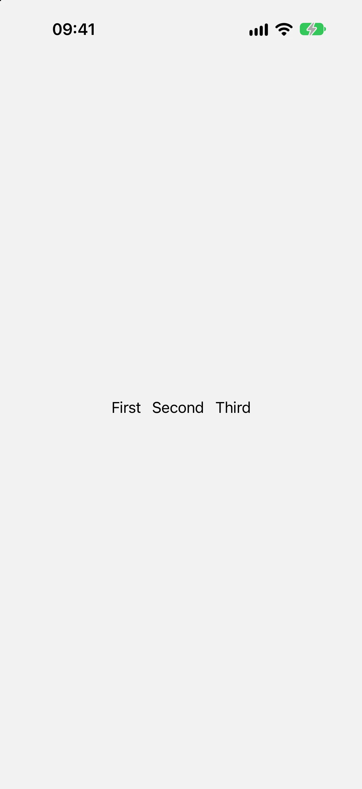 First, Second, and Third text items arranged horizontally in an HStack