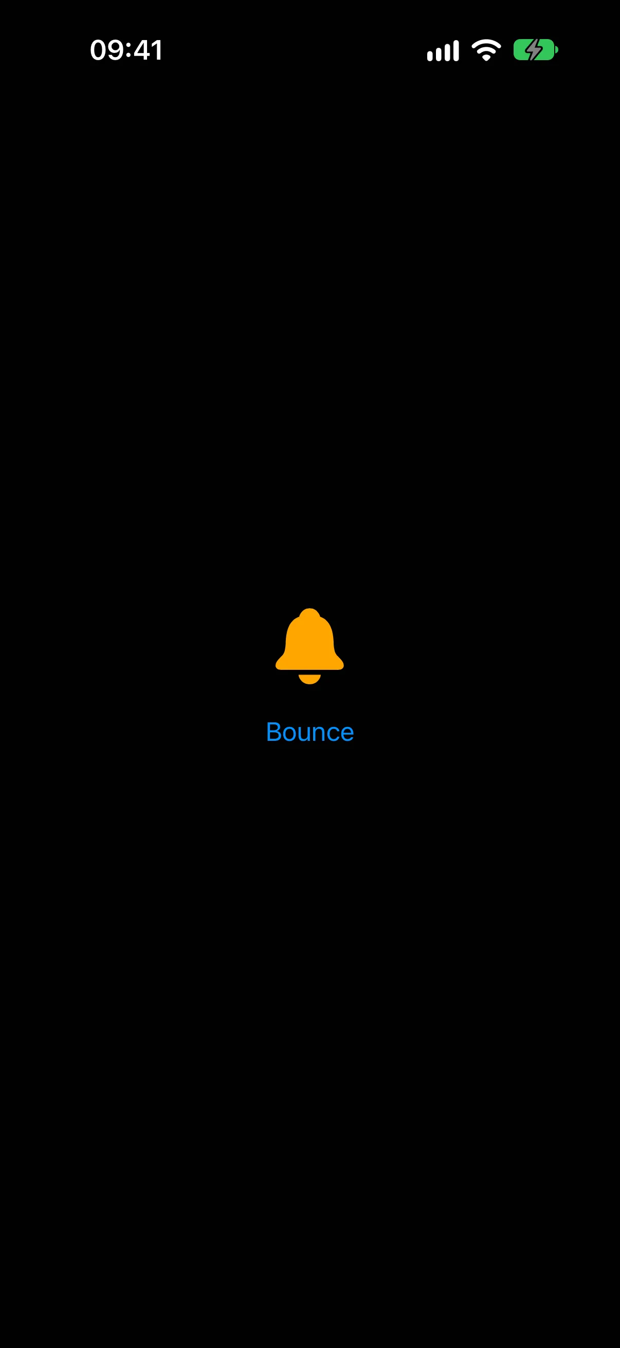 An orange bell SF Symbol above a Bounce button