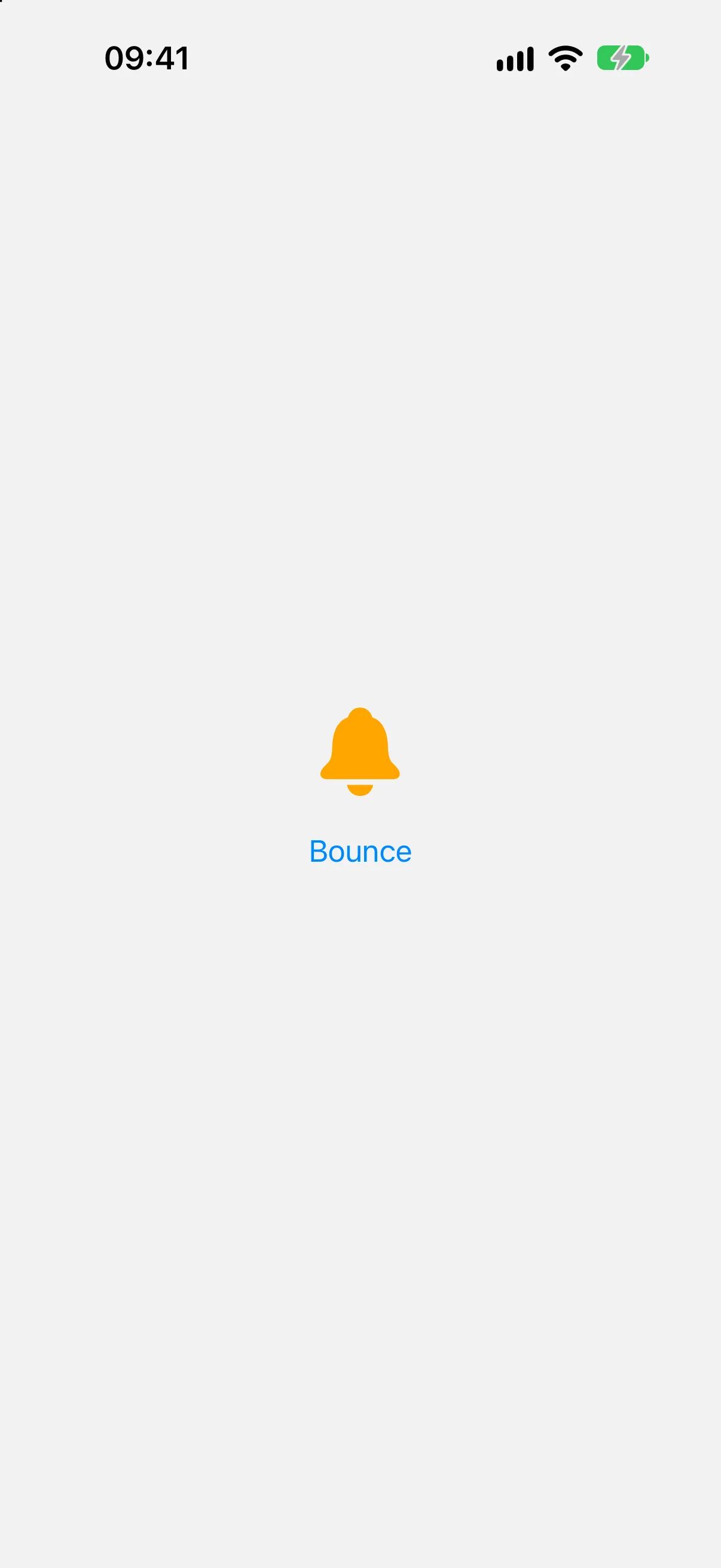 An orange bell SF Symbol above a Bounce button