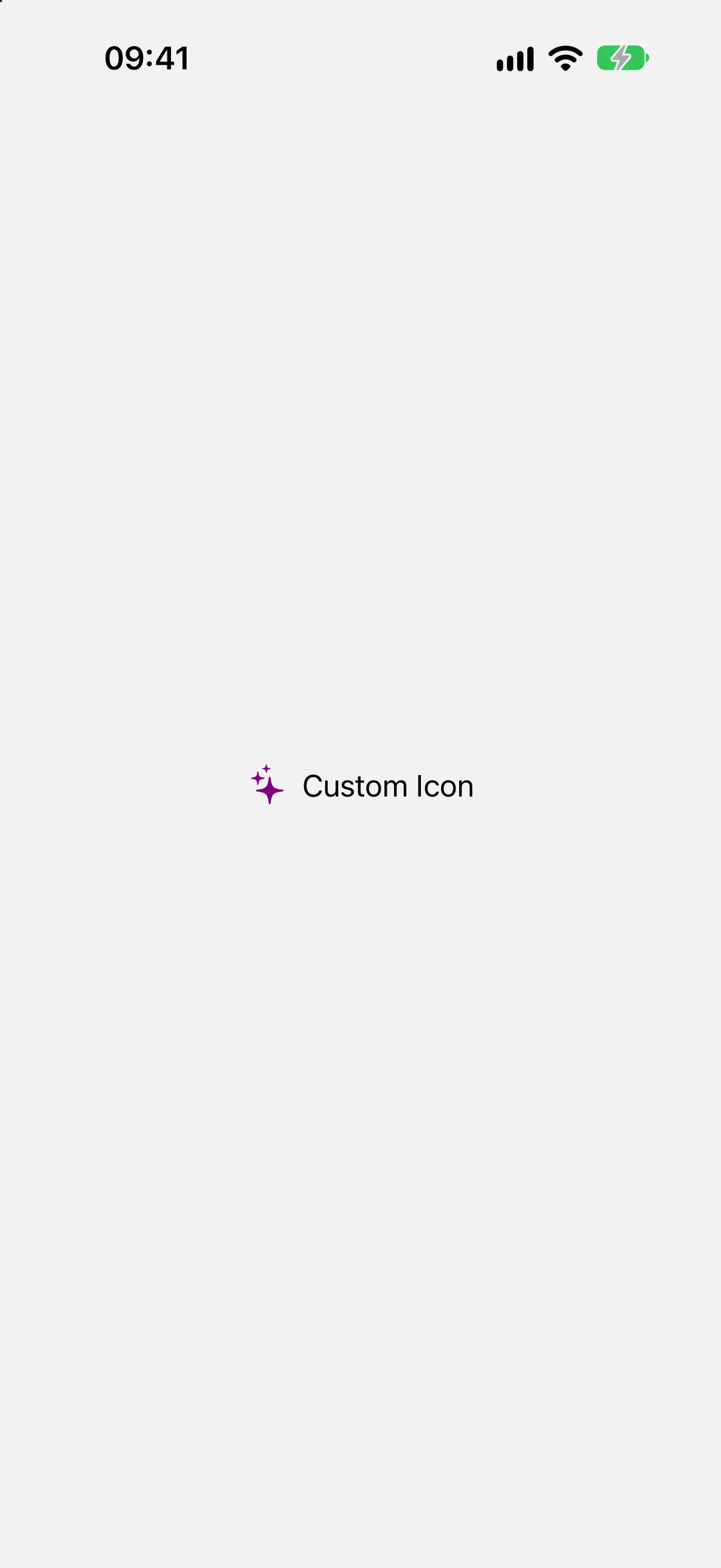 A purple sparkles SF Symbol next to the title Custom Icon