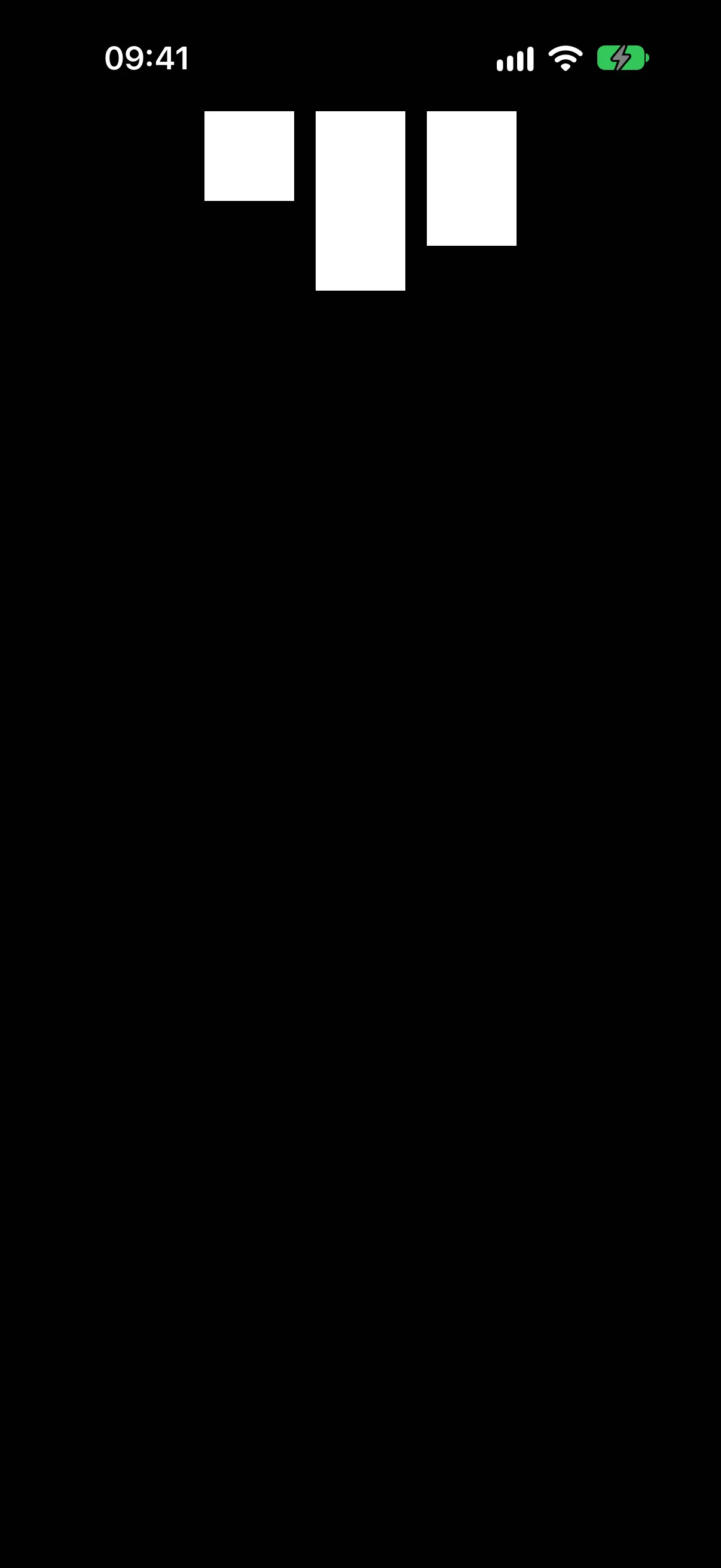 Three rectangles of different heights in a row, aligned along their top edges.