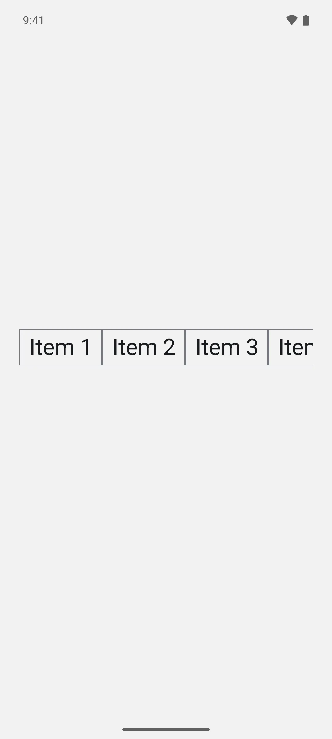 Outlined items in a horizontal row, scrolling off the right edge of the screen