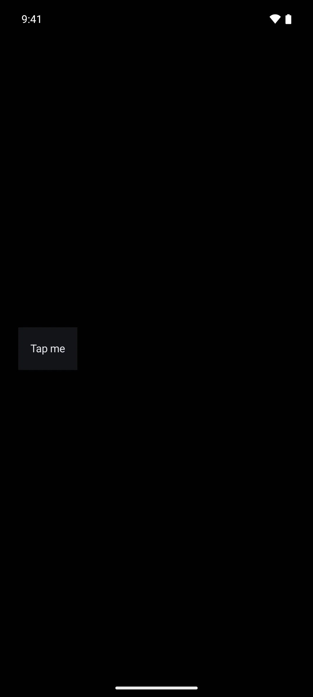 A tappable list row with the headline Tap me