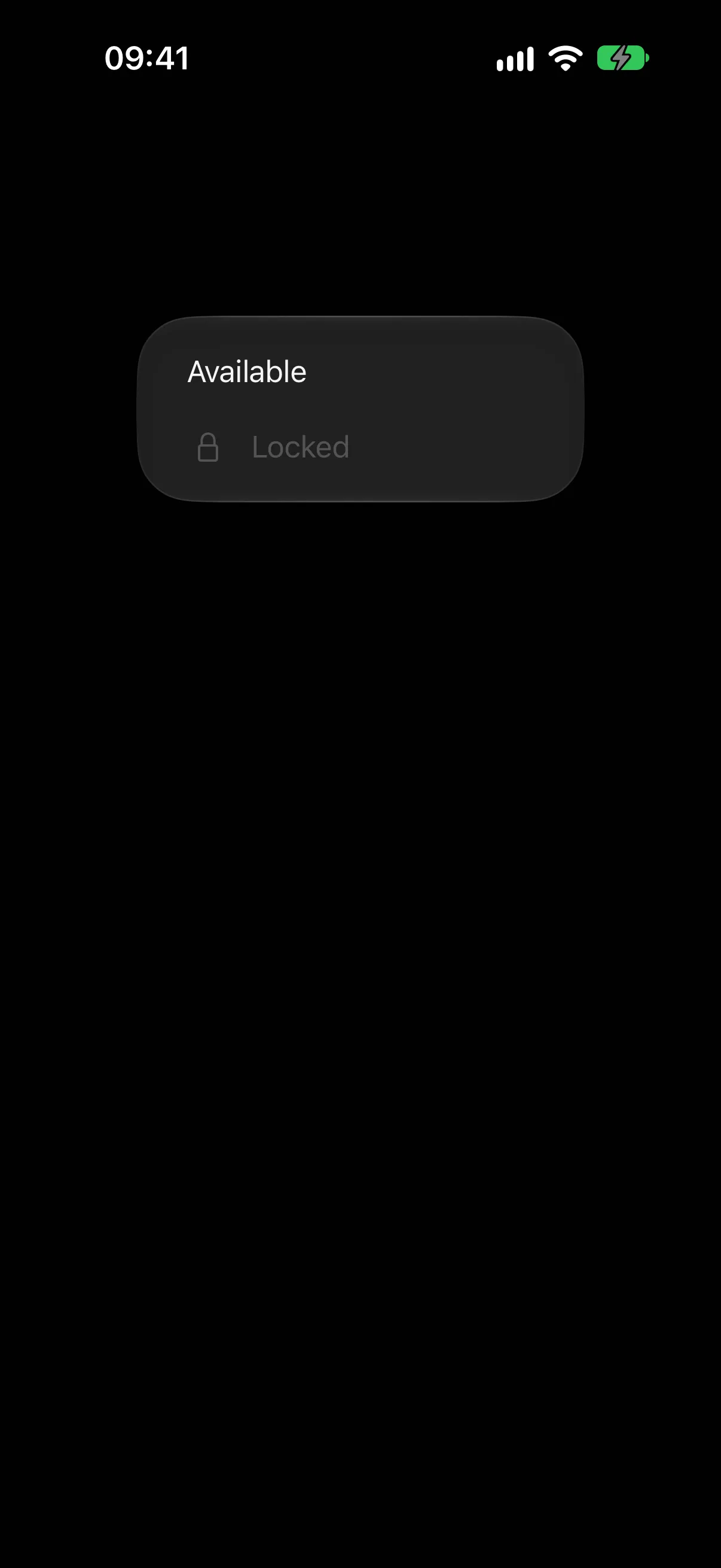 An open menu with an Available row and a greyed-out Locked row