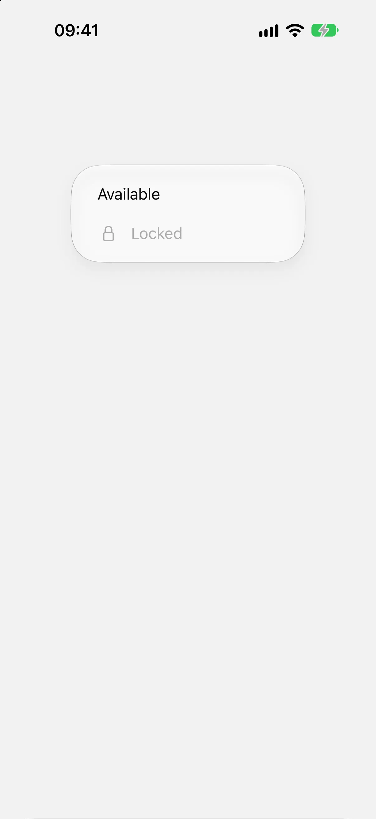 An open menu with an Available row and a greyed-out Locked row