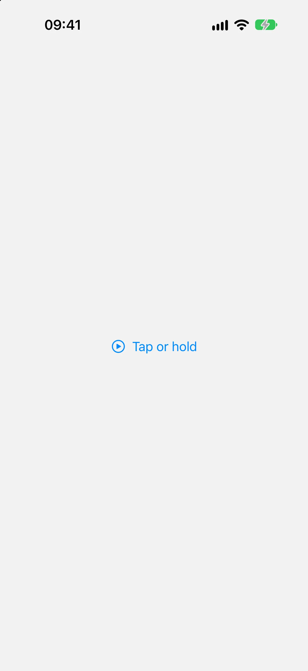 A menu trigger labeled Tap or hold with a play icon