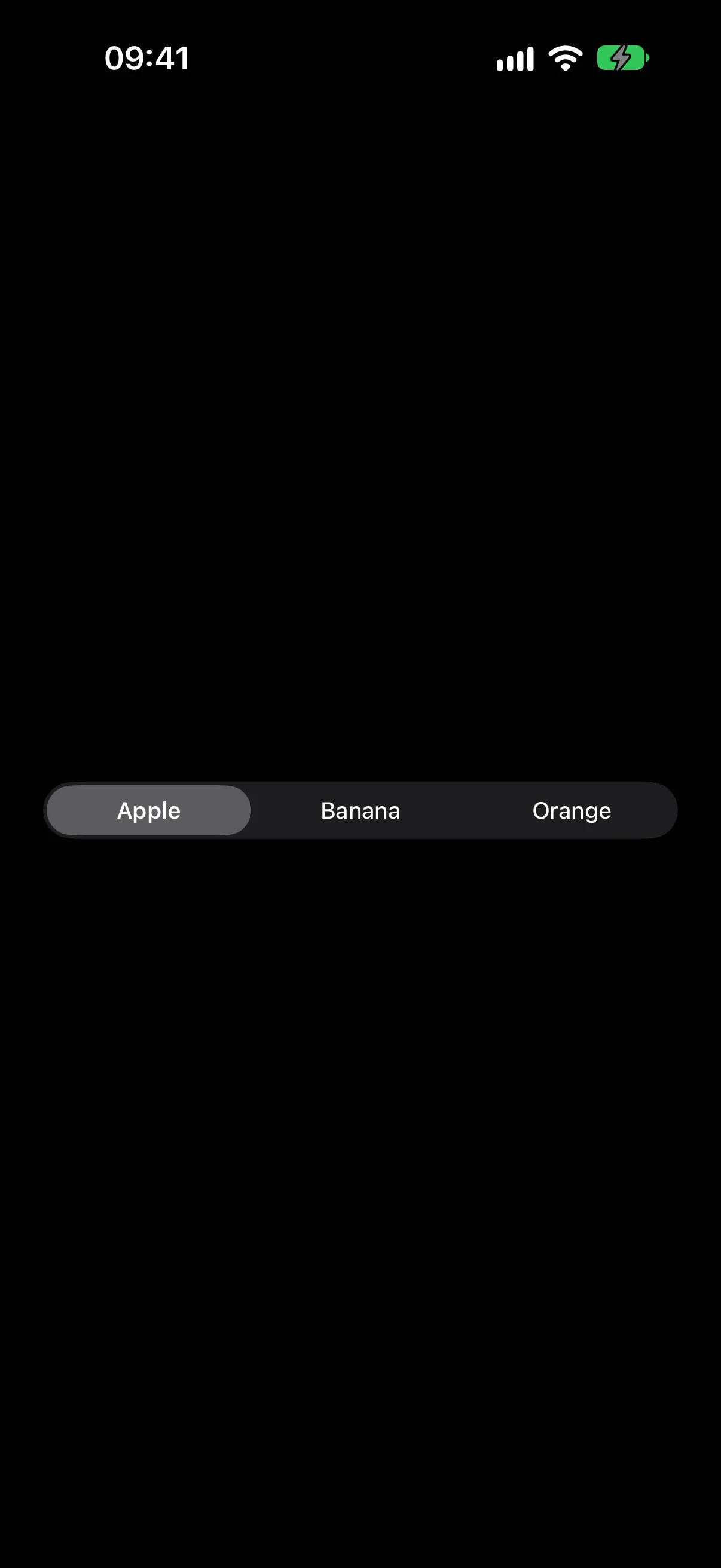 A segmented control with Apple selected, next to Banana and Orange