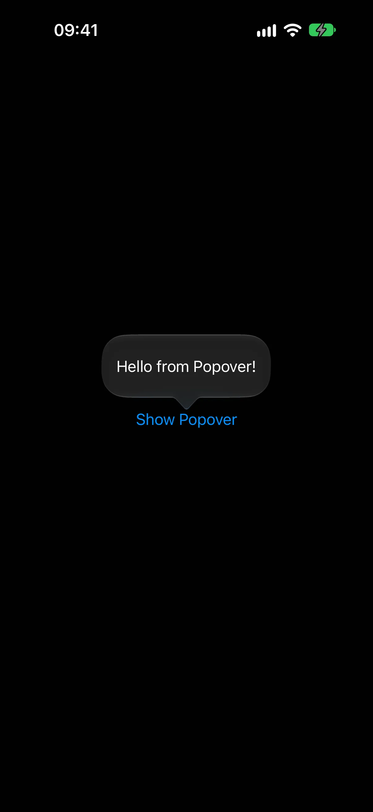 A popover reading Hello from Popover! floating above its trigger button