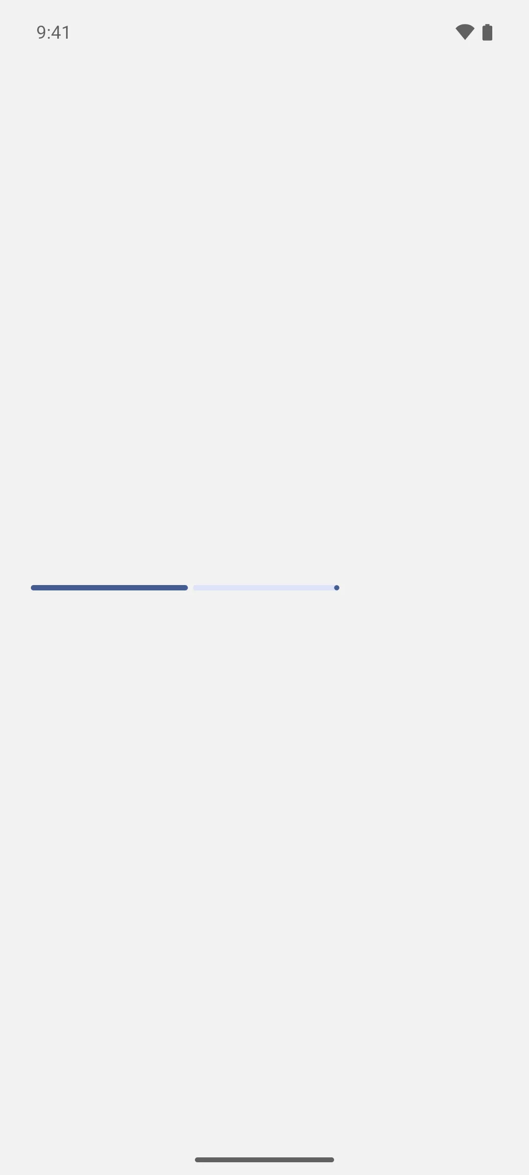 A horizontal progress bar filled to half its track