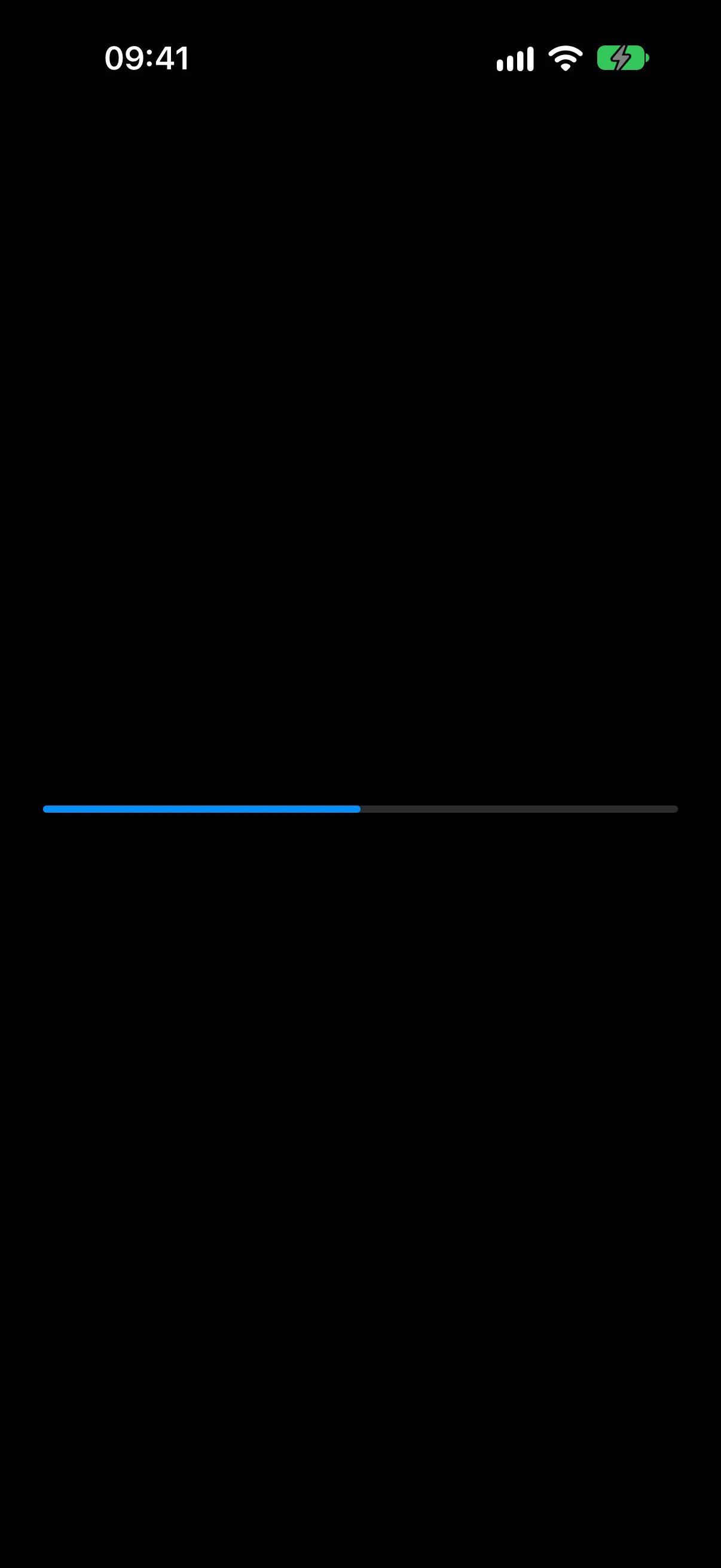 A linear progress bar filled to the halfway point