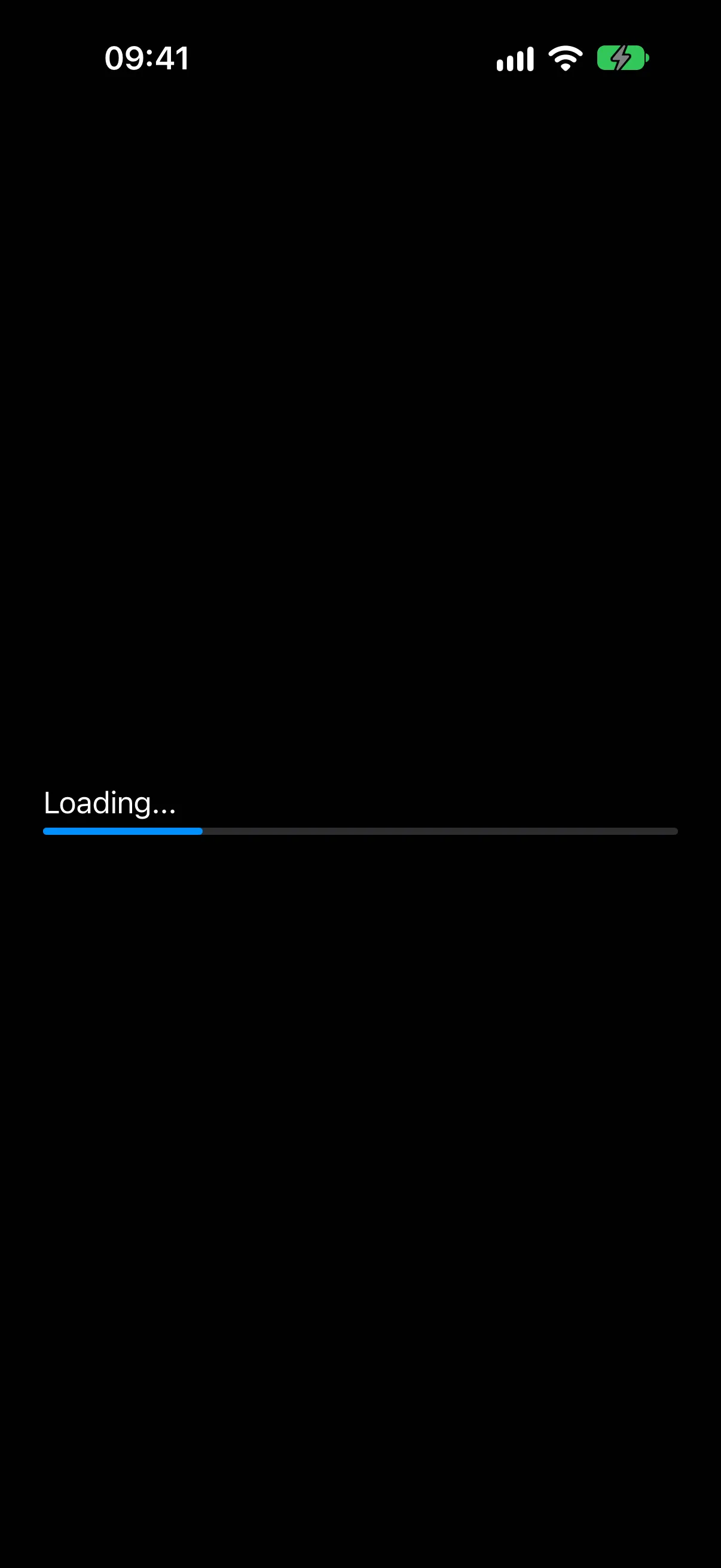 A progress bar filled to one quarter, with the label Loading above it
