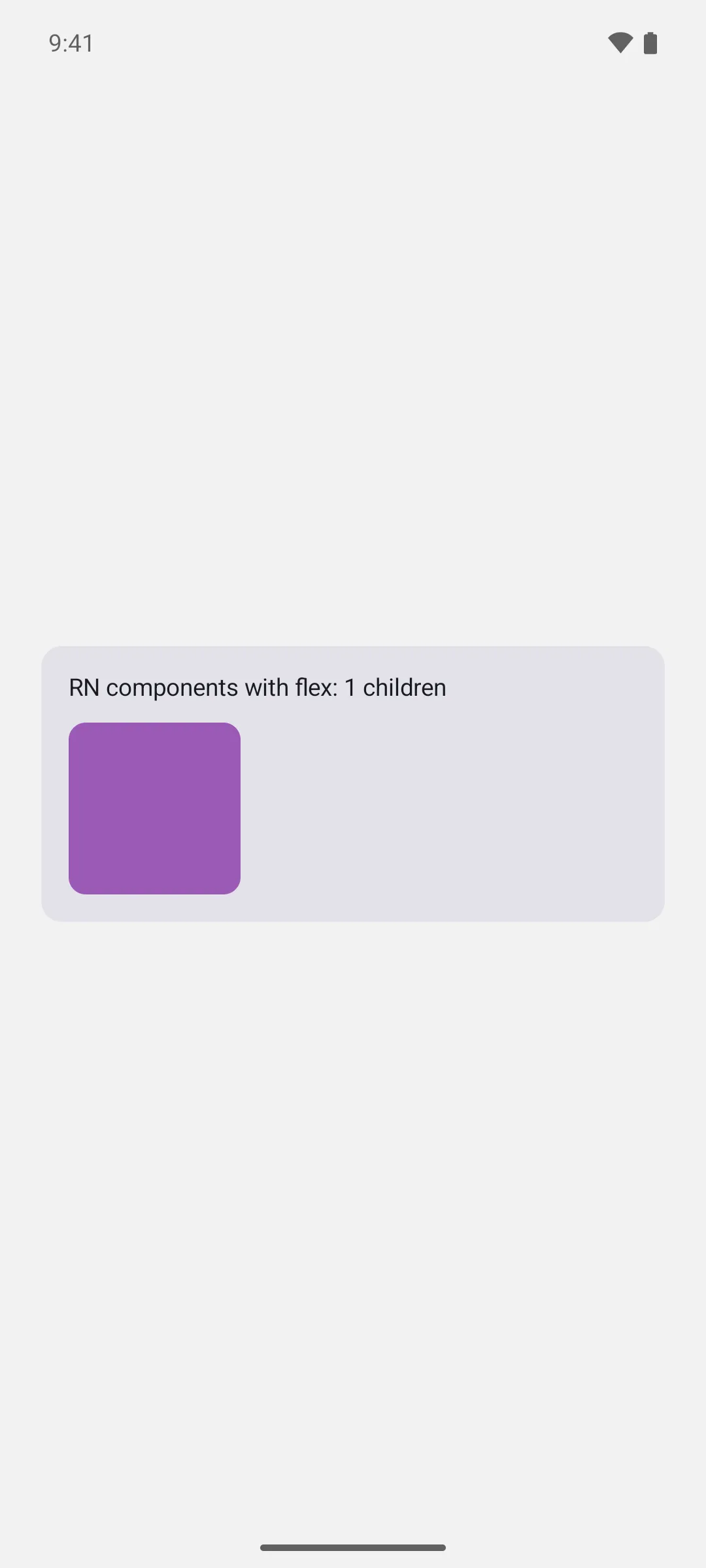A Compose card holding a purple React Native square that fills its 100 by 100 slot