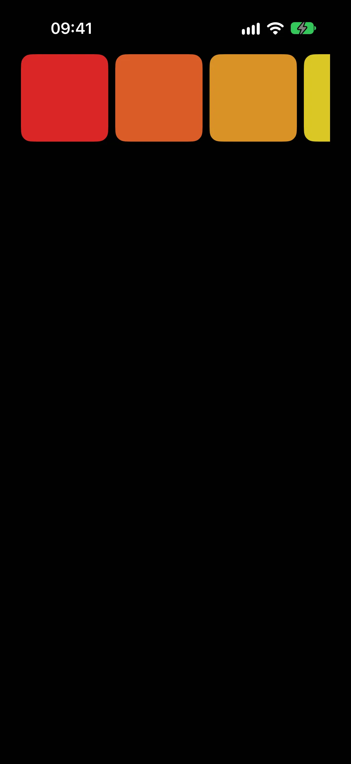 A horizontal row of rounded squares shading from red through orange to yellow.