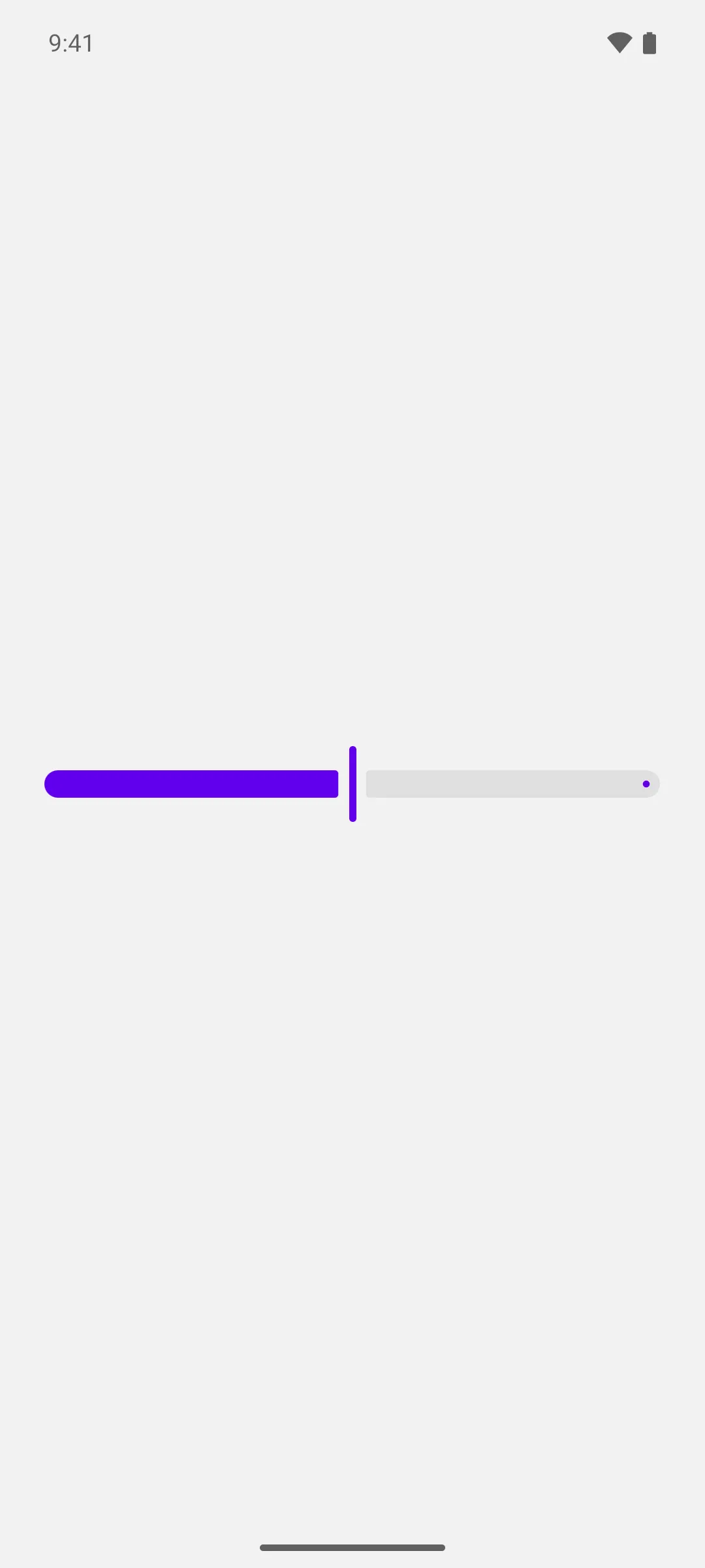 A slider with a purple thumb, purple active track, and grey inactive track