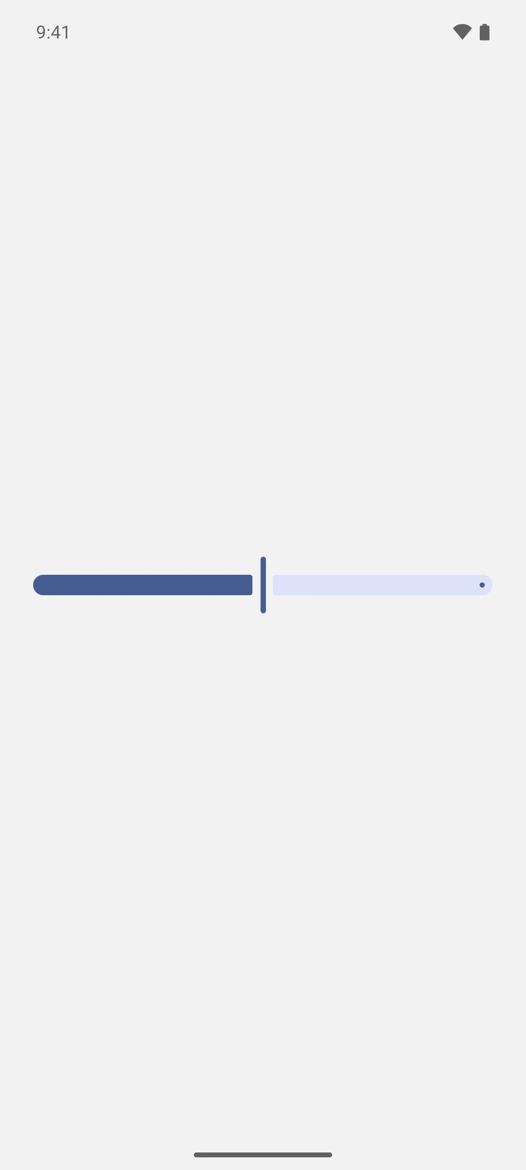 A slider ranging from 0 to 100 with the thumb at 50