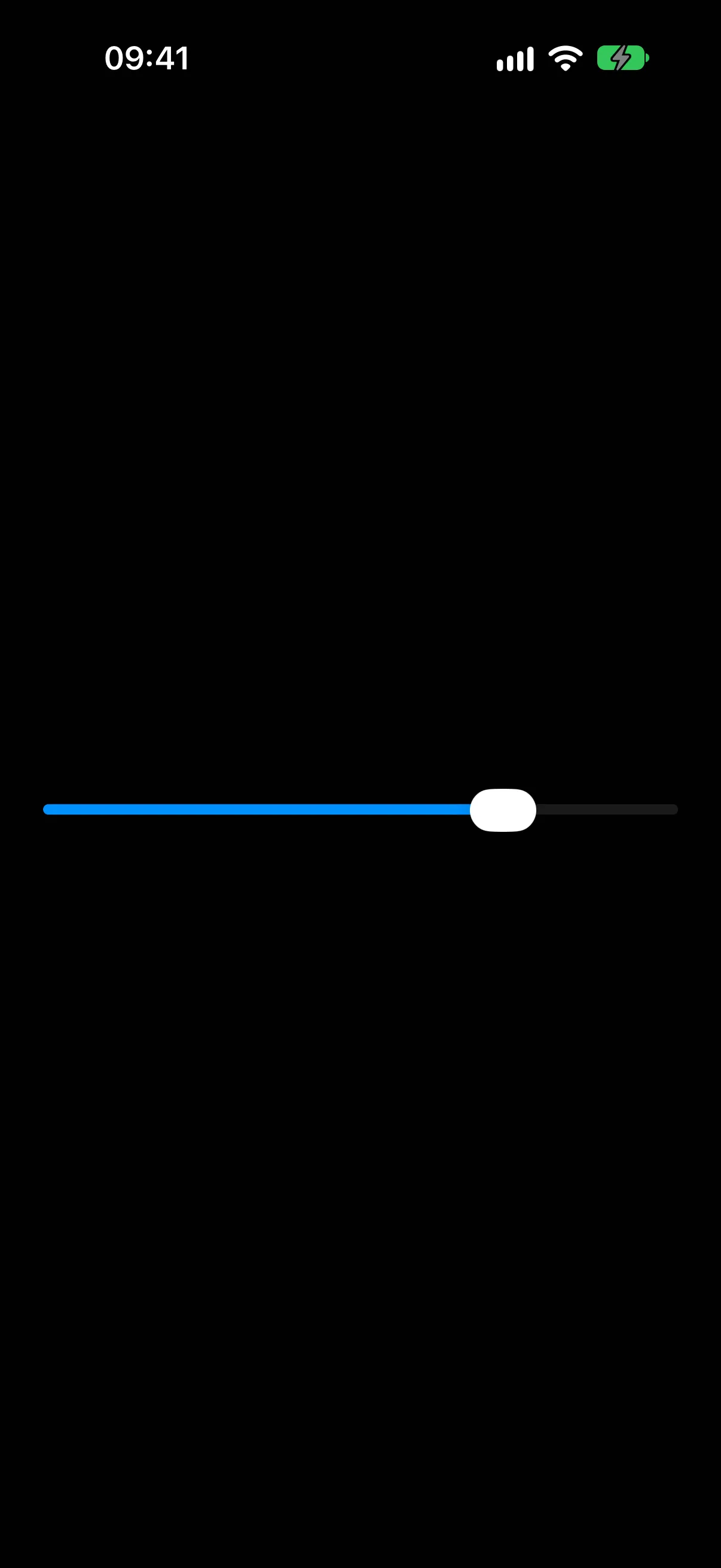 A slider over a range of 0 to 100 with its thumb three quarters of the way along