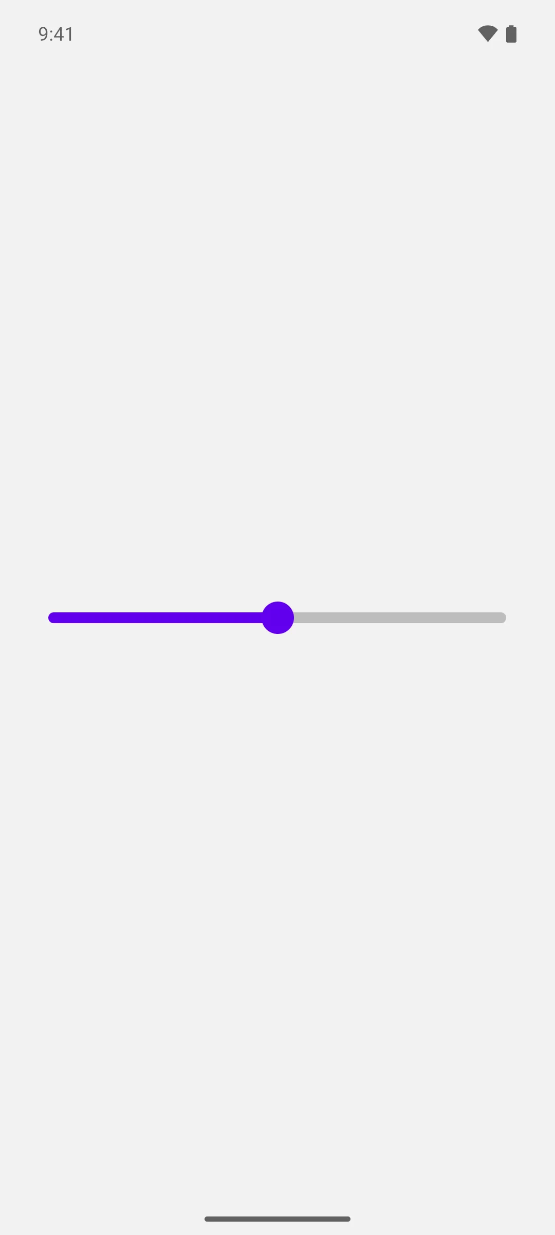 A slider with a purple circular thumb on a purple and grey split track