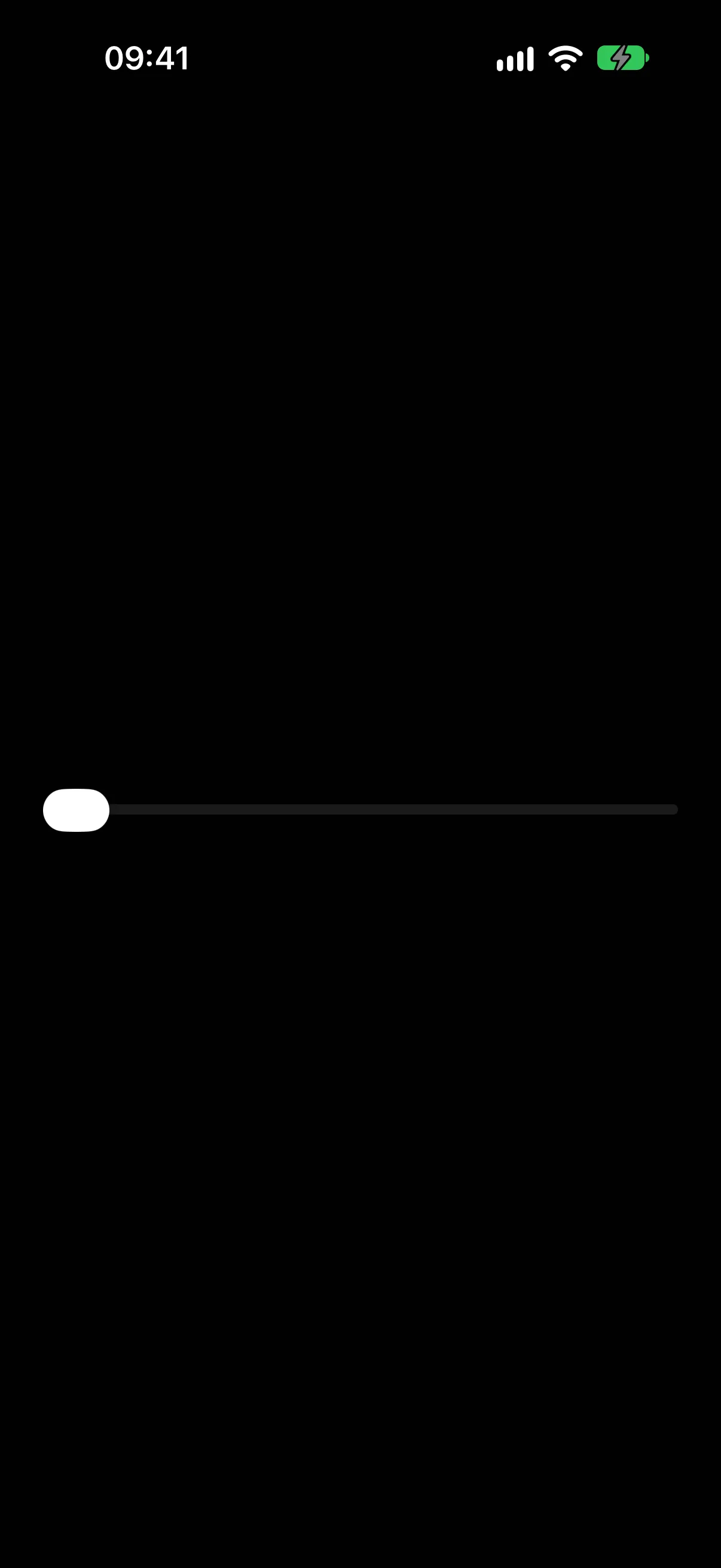 A slider with its thumb at the far left, at the minimum value of zero