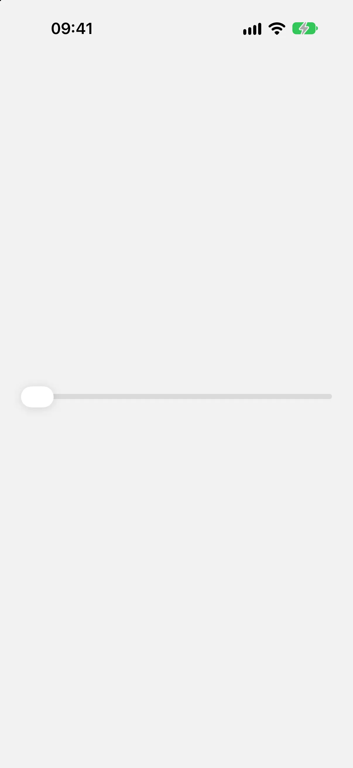 A slider with its thumb at the far left, at the minimum value of zero