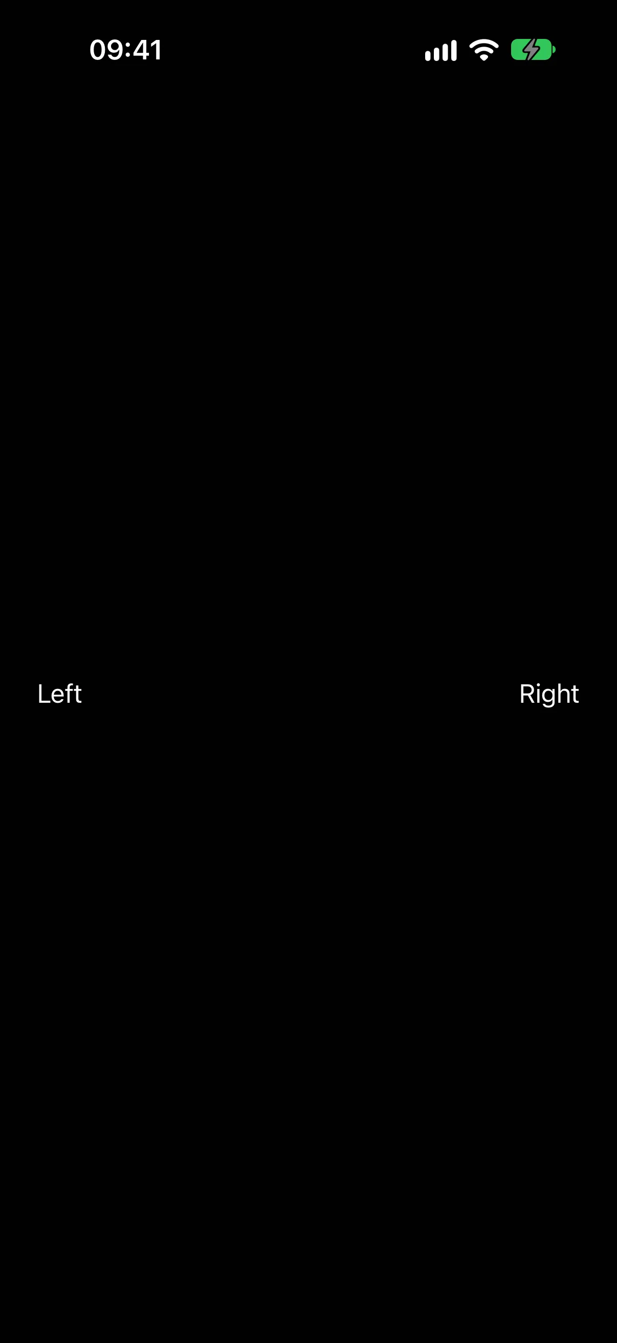 The word Left at the leading edge and Right at the trailing edge of the same row