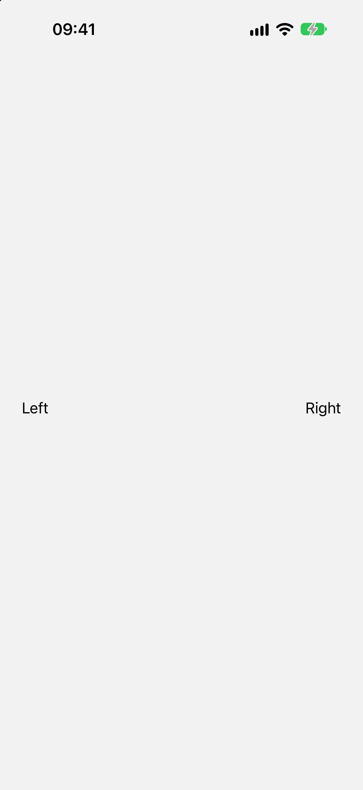 The word Left at the leading edge and Right at the trailing edge of the same row