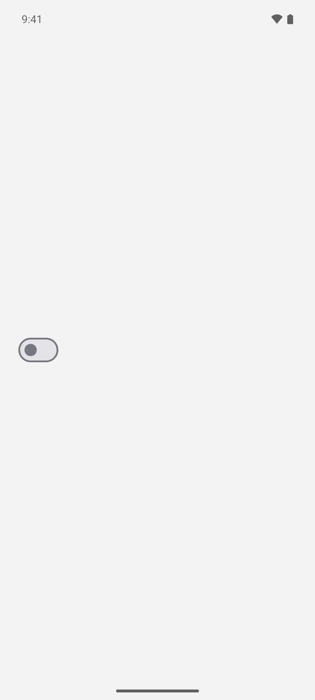 A Material 3 switch in its unchecked state