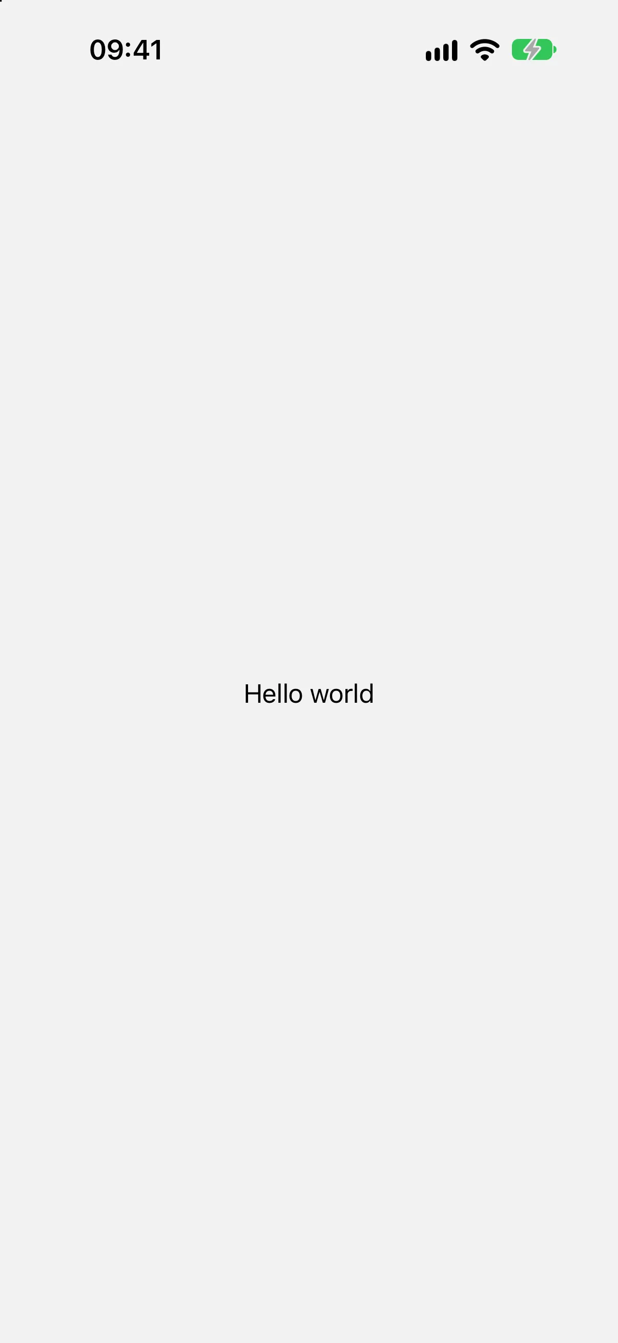 The words Hello world in the default system font