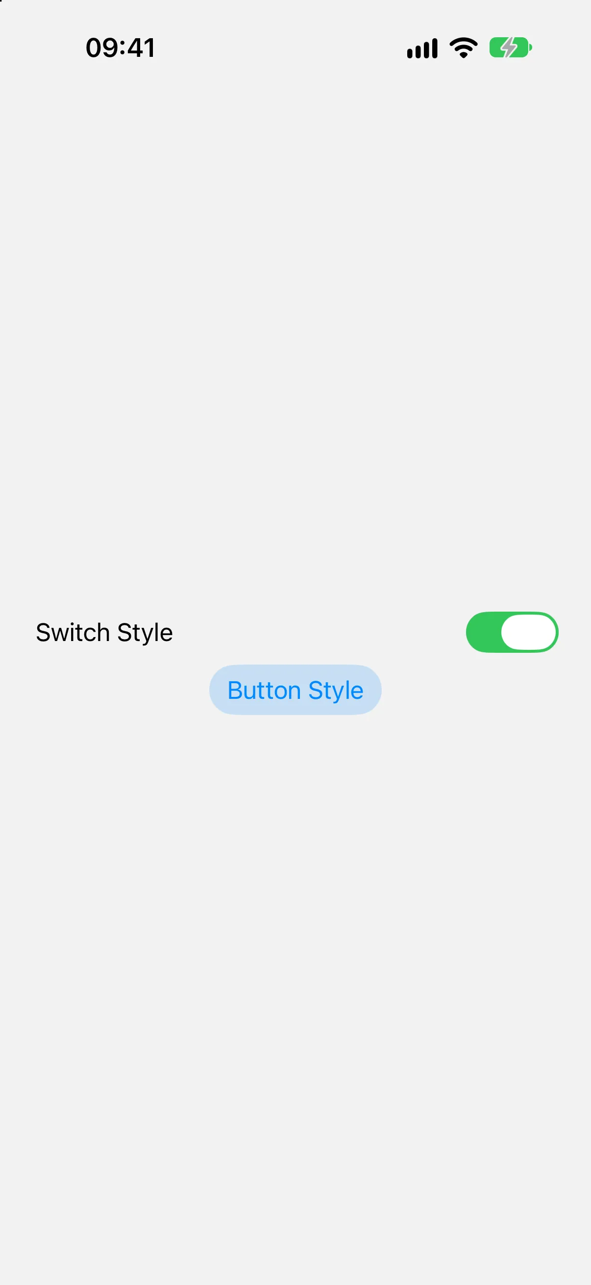 A Switch Style row with its switch turned on, above a Button Style toggle in its selected filled state