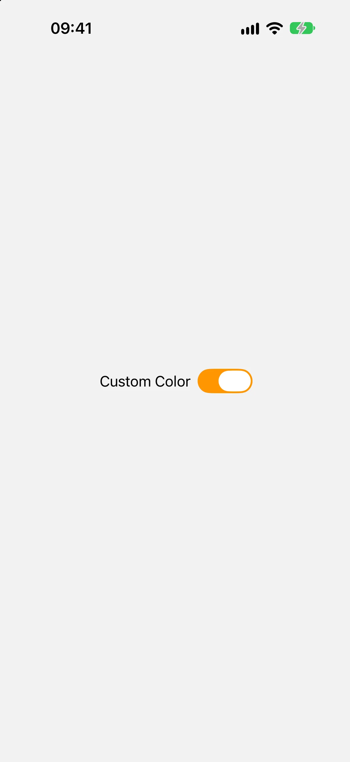 A row labeled Custom Color with a switch turned on and tinted orange