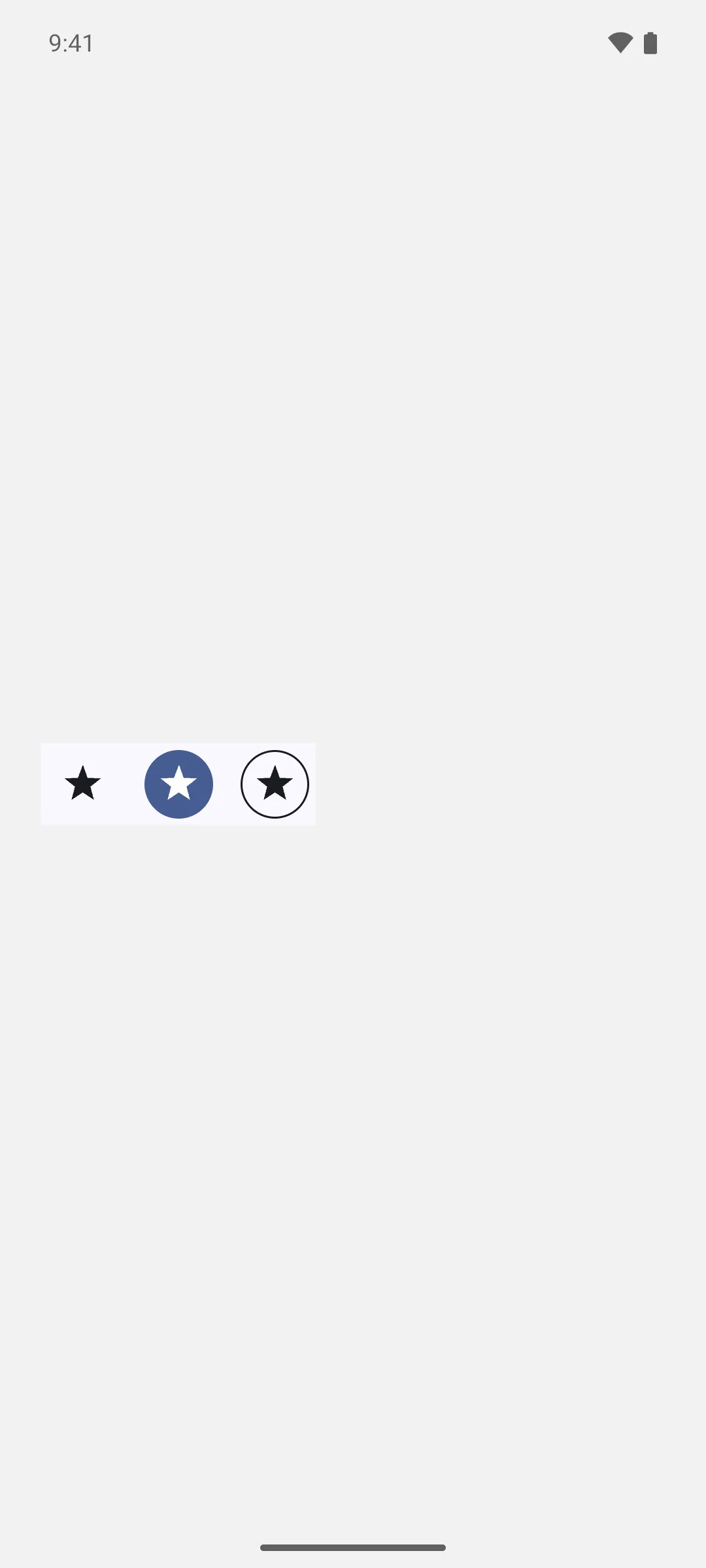 Three star icon toggle buttons: plain unchecked, filled checked, and outlined unchecked