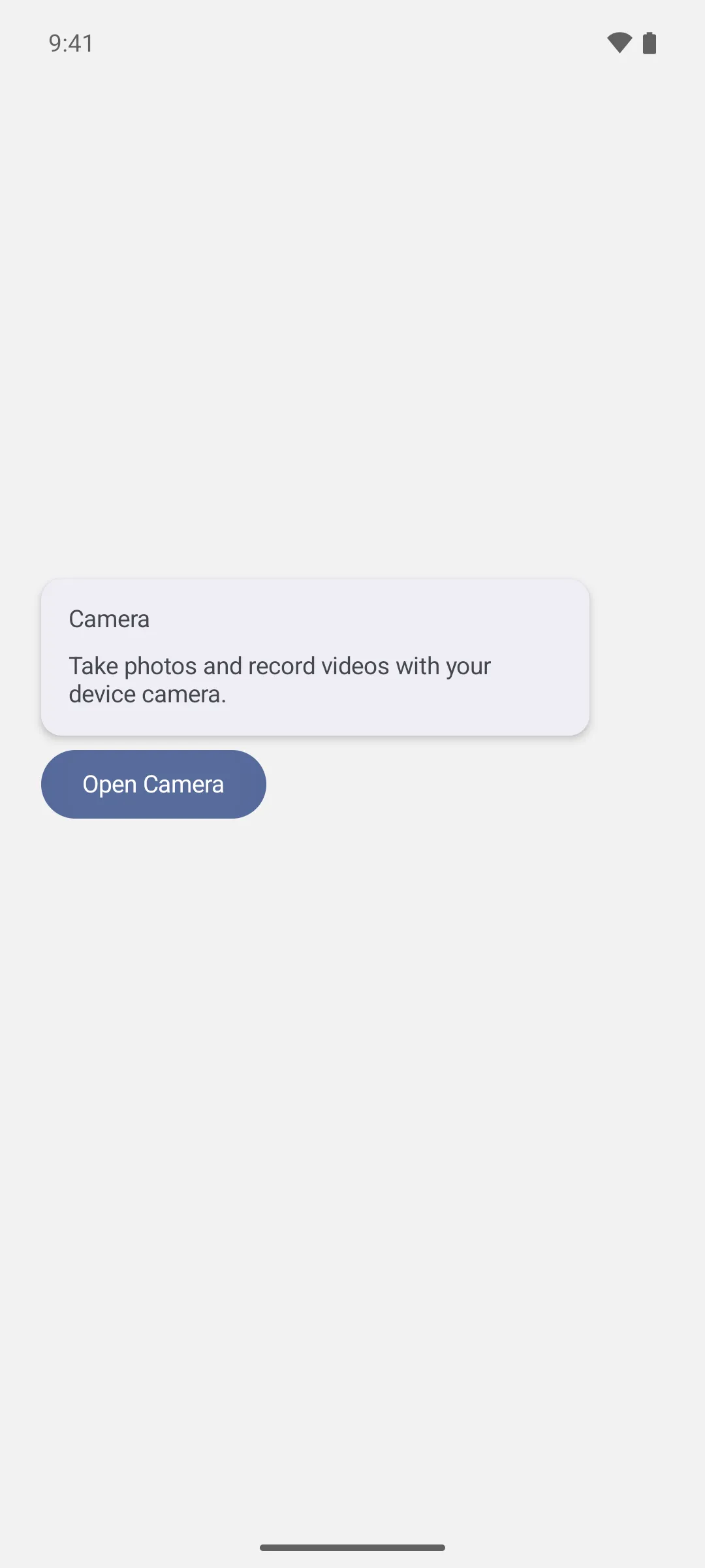 A rich tooltip with a Camera title and body text above an Open Camera button