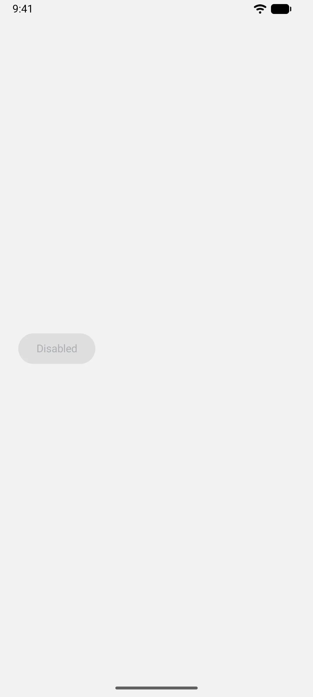 A dimmed disabled button