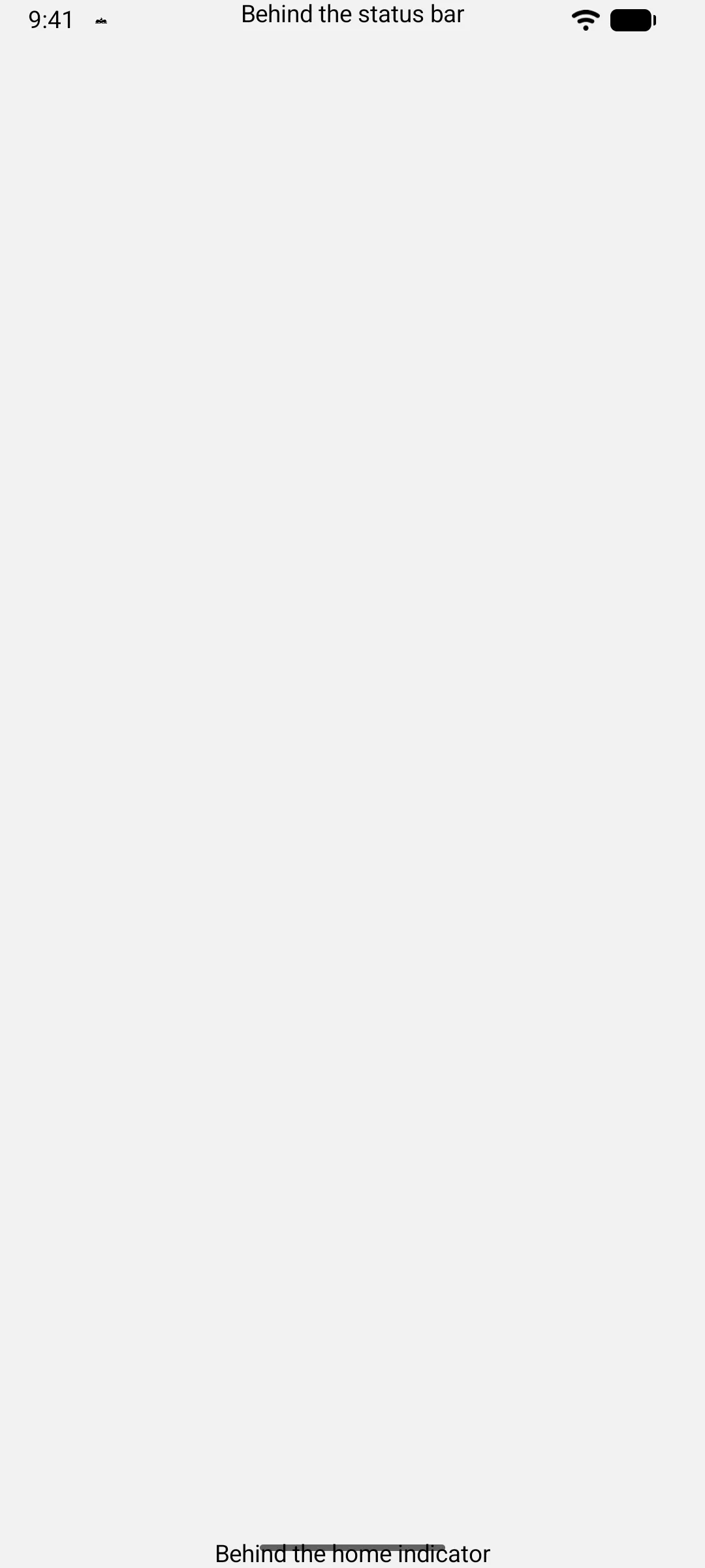 Labels drawn under the status bar and the navigation bar