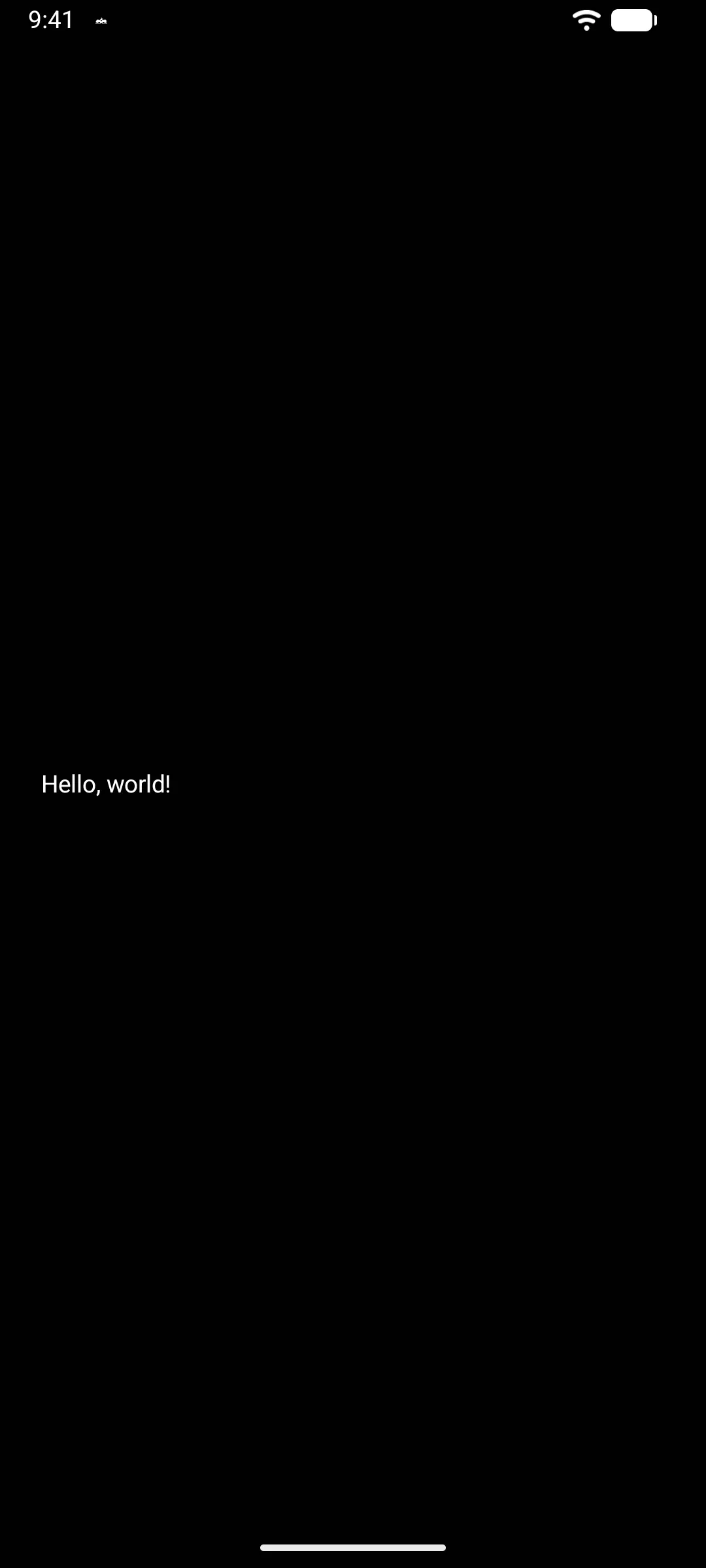 A Hello world label sized to its own content